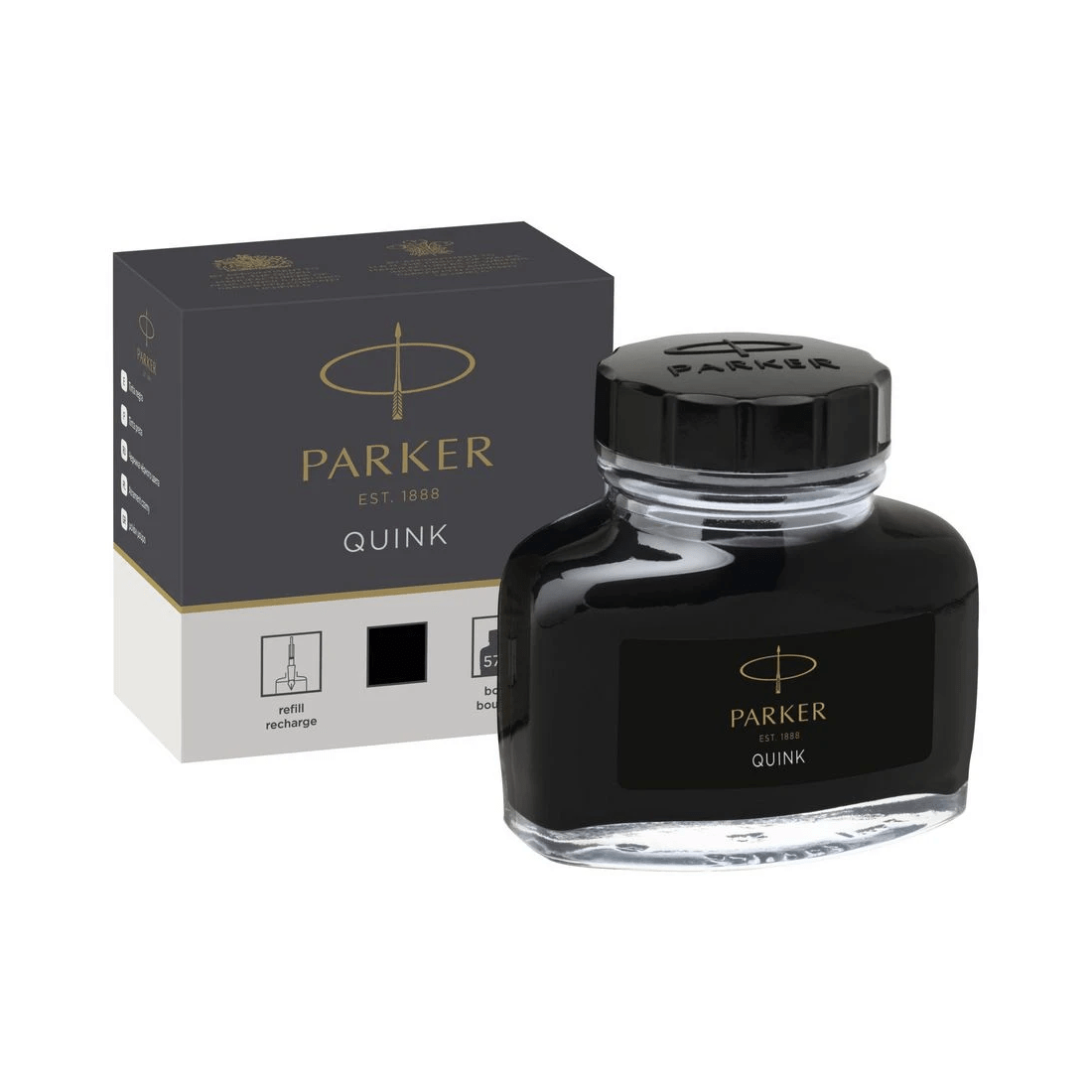 3 Parker Quink Ink Bottle Permanent Black 57 mL, 3 of 7