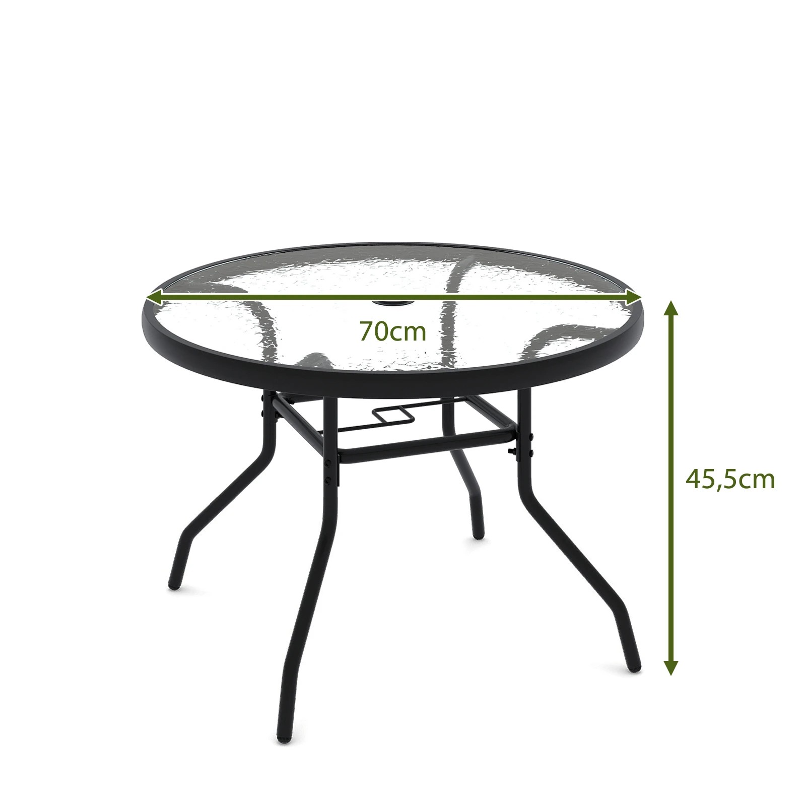 1 Costway Outdoor Round Bistro Table Patio Side Table w/Tempered Glass Top - Black, 1 of 1