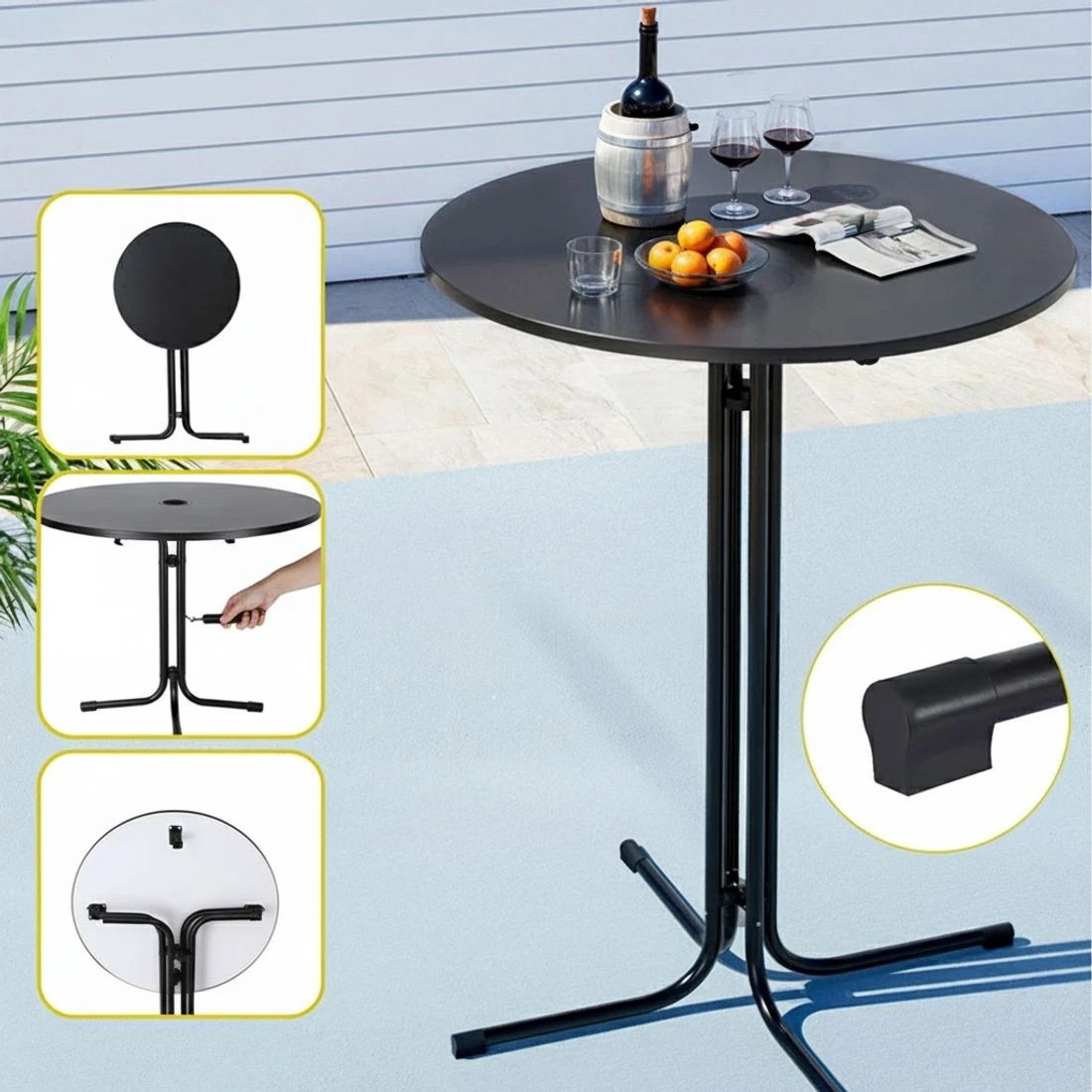 6 Gardeon 3PC Outdoor Stools Dining Chairs Table Patio Furniture - Black, 6 of 7