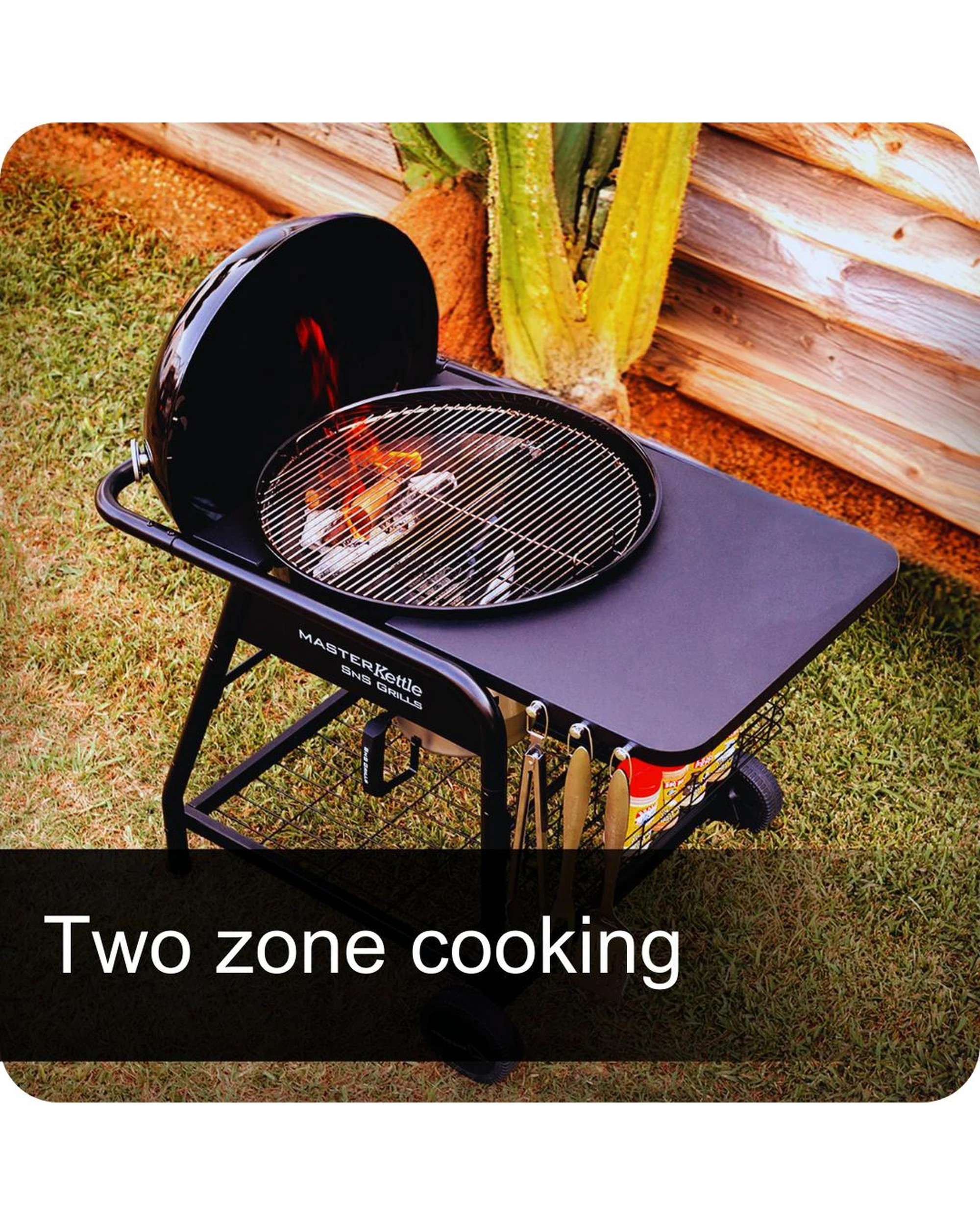 3 SNS Grills Slow N' Sear MasterKettle Charcoal Grill + Smoker Combo, 3 of 10