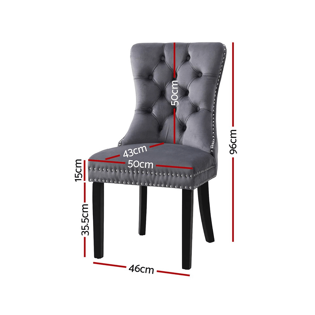 2 1 Set of 4 Artiss Dining Chairs Velvet - Grey, 2 of 6