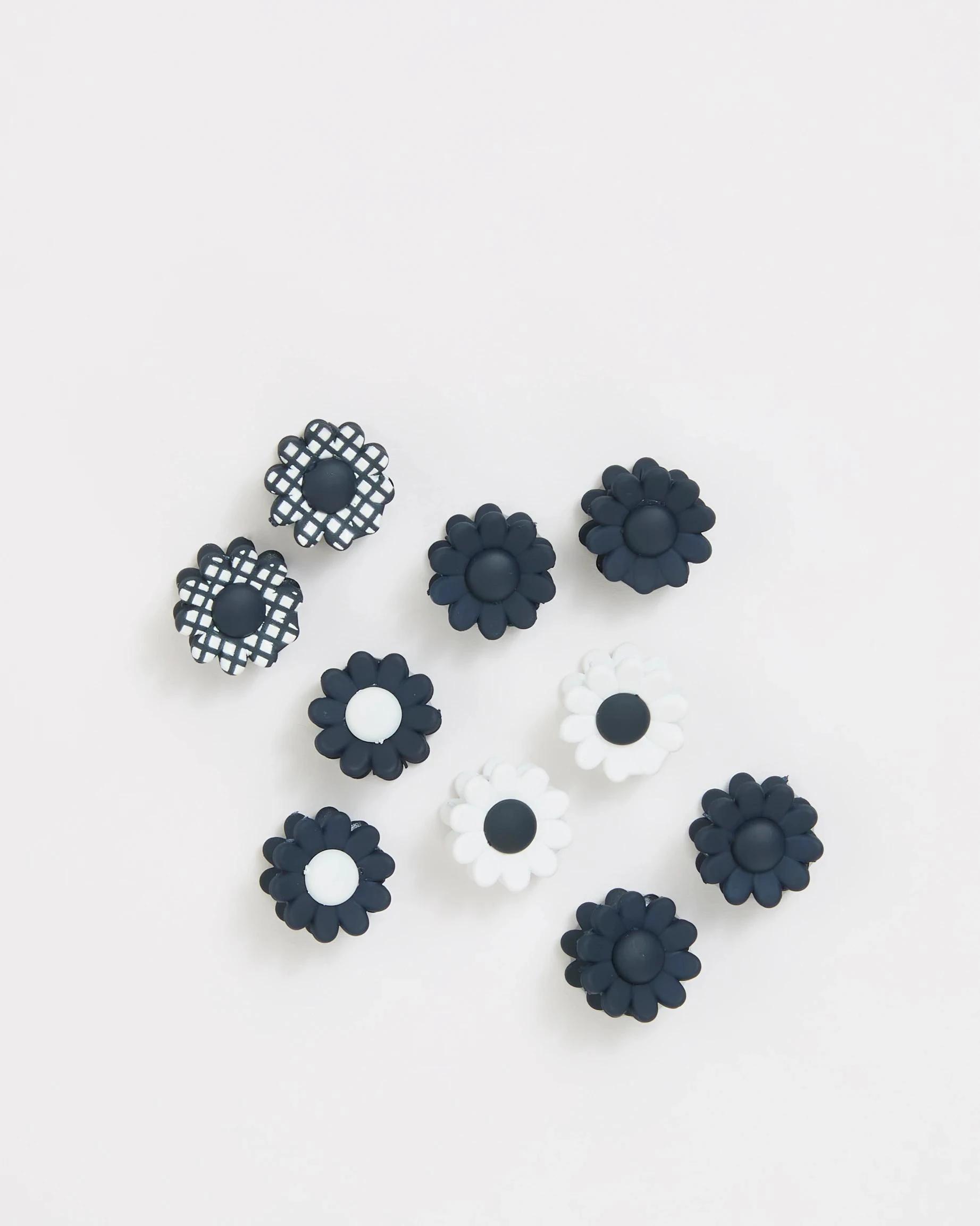 2 Target Kids Kids Back To School 10 Pack Mini Flower Hair Clips BLUE + WHITE, 2 of 3