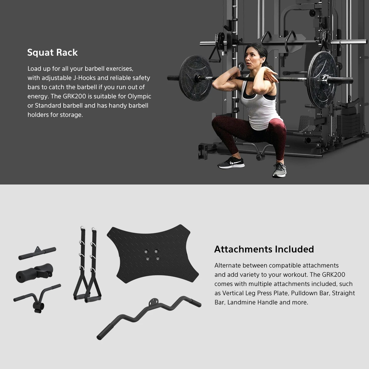 10 LSG GRK200 Home Gym Station, Power Rack, Smith Machine and Cable Crossover + 90kg Olympic Barbell & Bumper Plate Set, 10 of 10