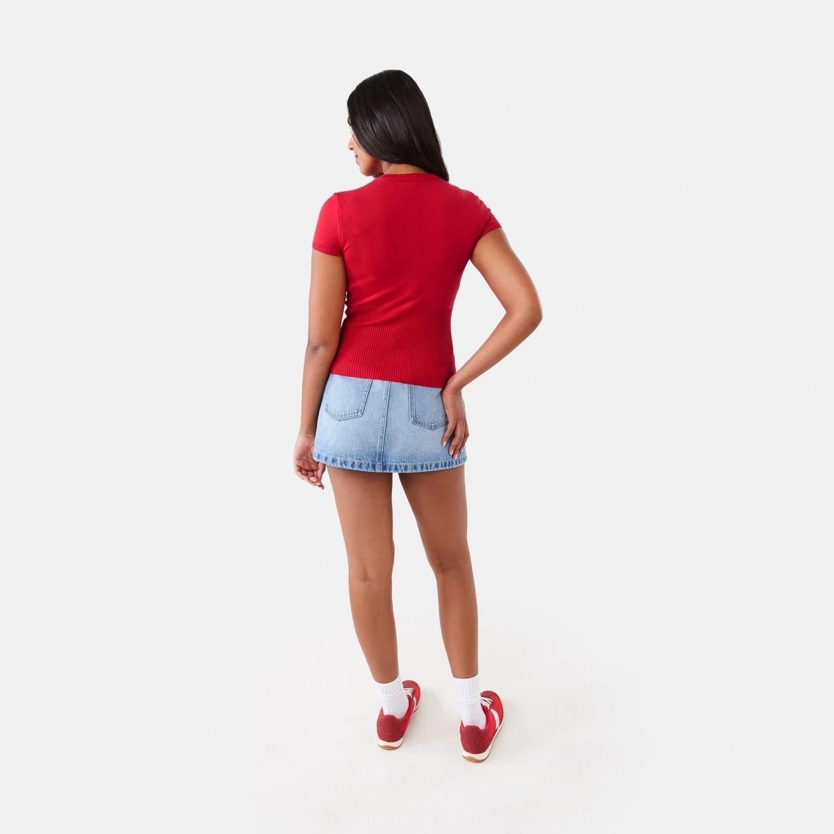 6 Short Sleeve Longline Button Up Top Strawberry, 6 of 8