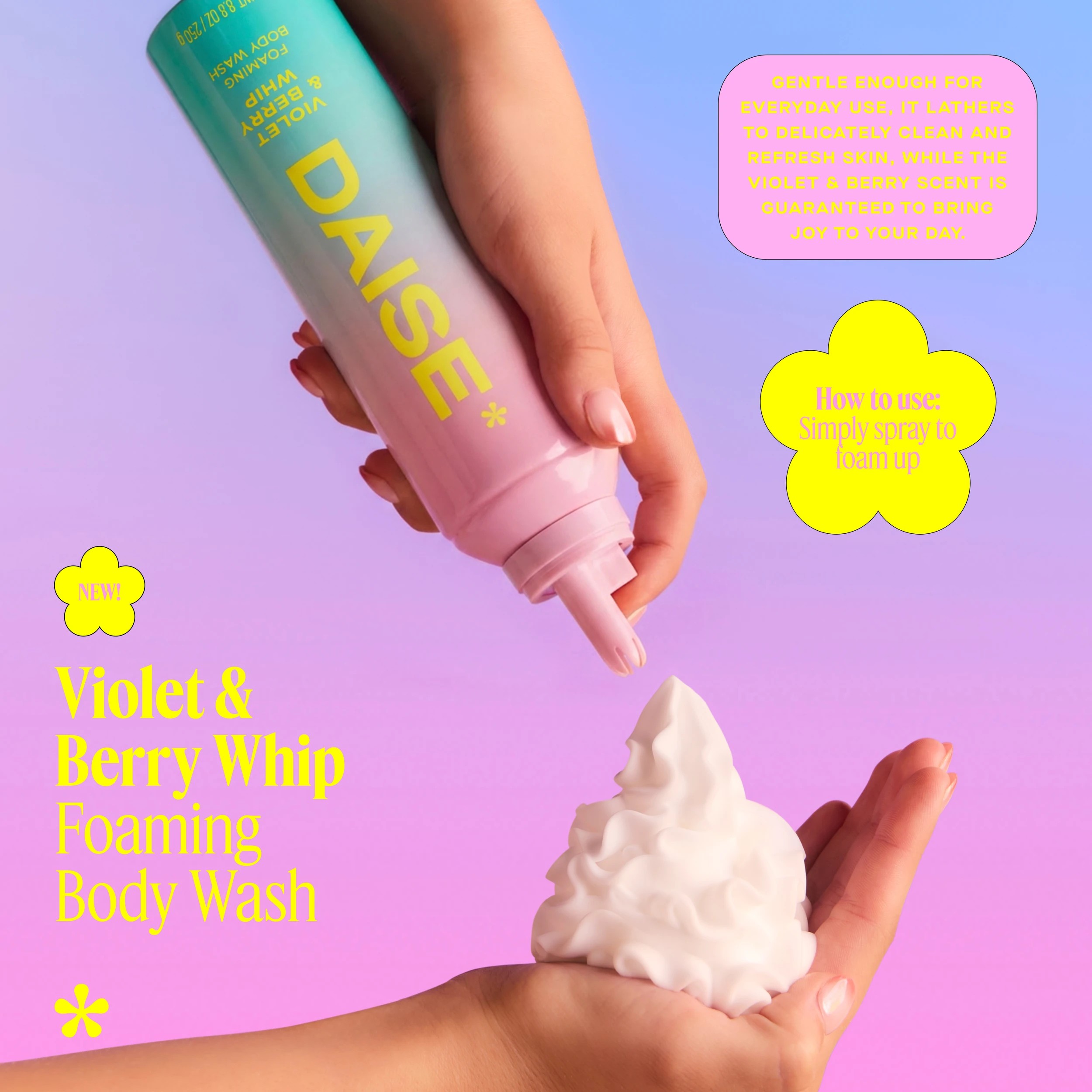 3 DAISE Foaming Body Wash 250g - Violet and Berry Whip, 3 of 8