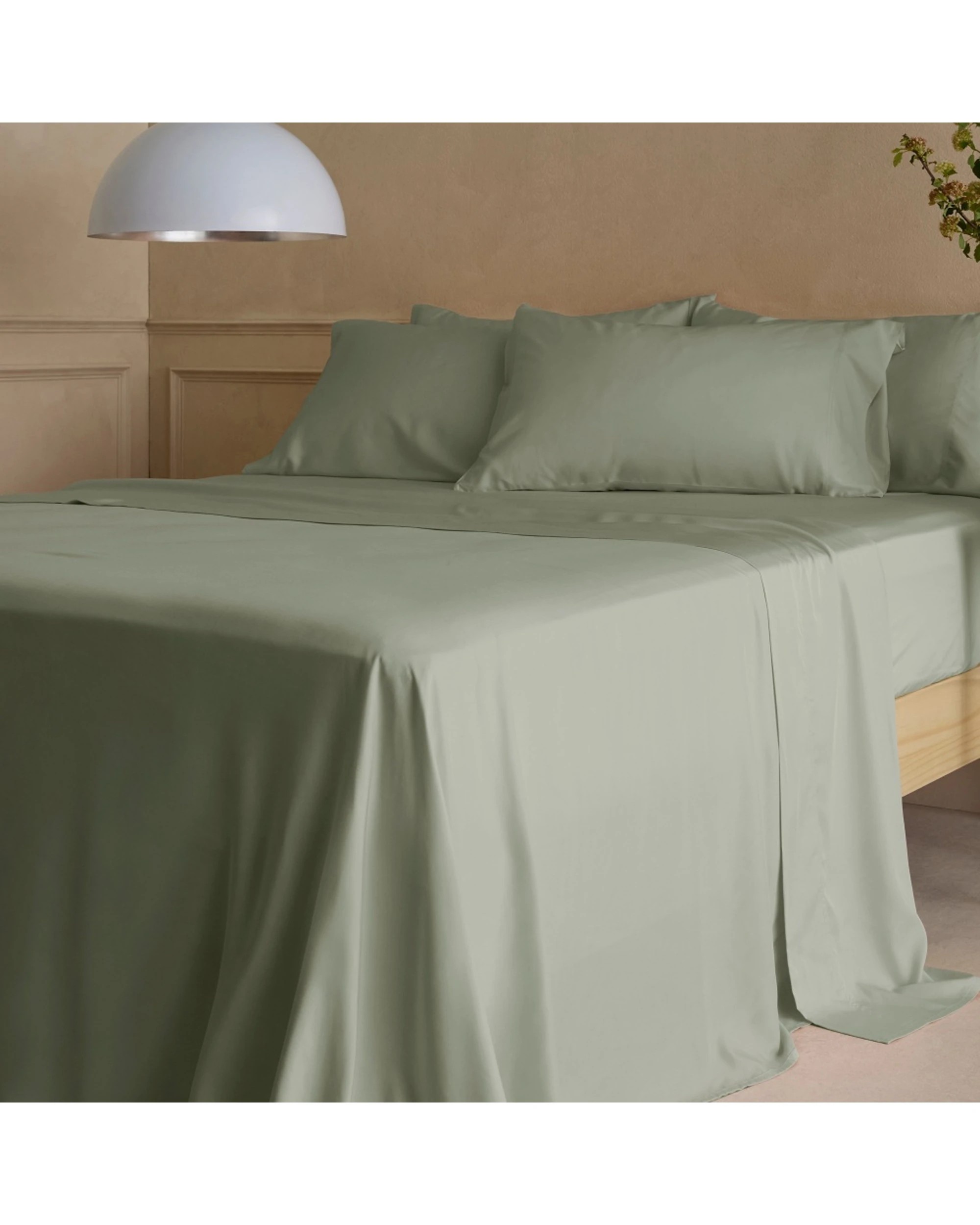 1 Bedding co Organic Bamboo Sheet Set Soft 350TC Sage - Double Bed - Green, 1 of 6