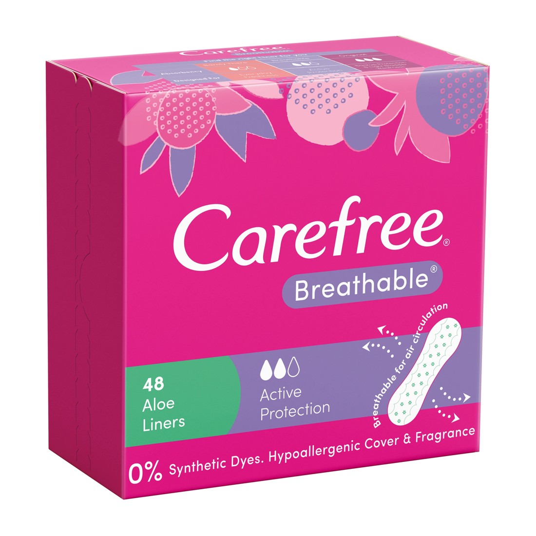 1 48 Pack Carefree Breathable Scented Aloe Liners, 1 of 6