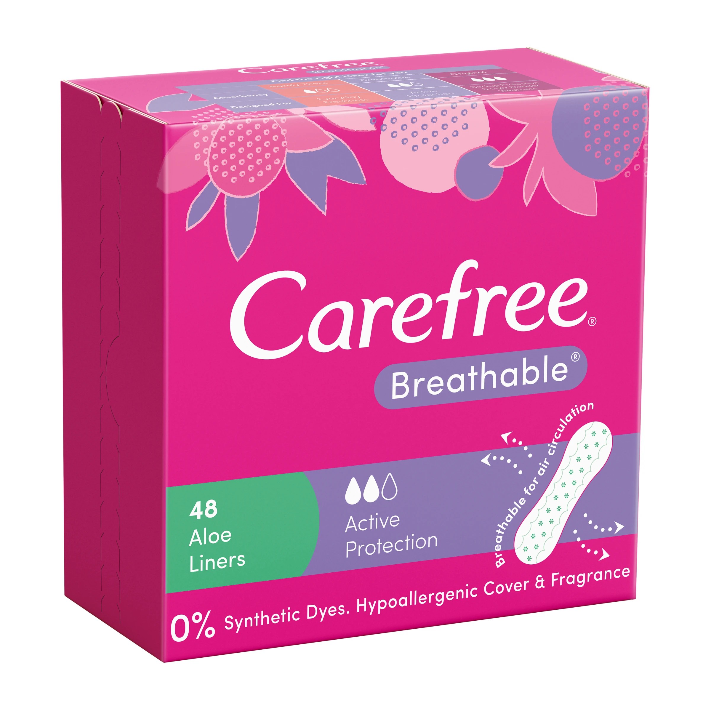 1 48 Pack Carefree Breathable Scented Aloe Liners, 1 of 6