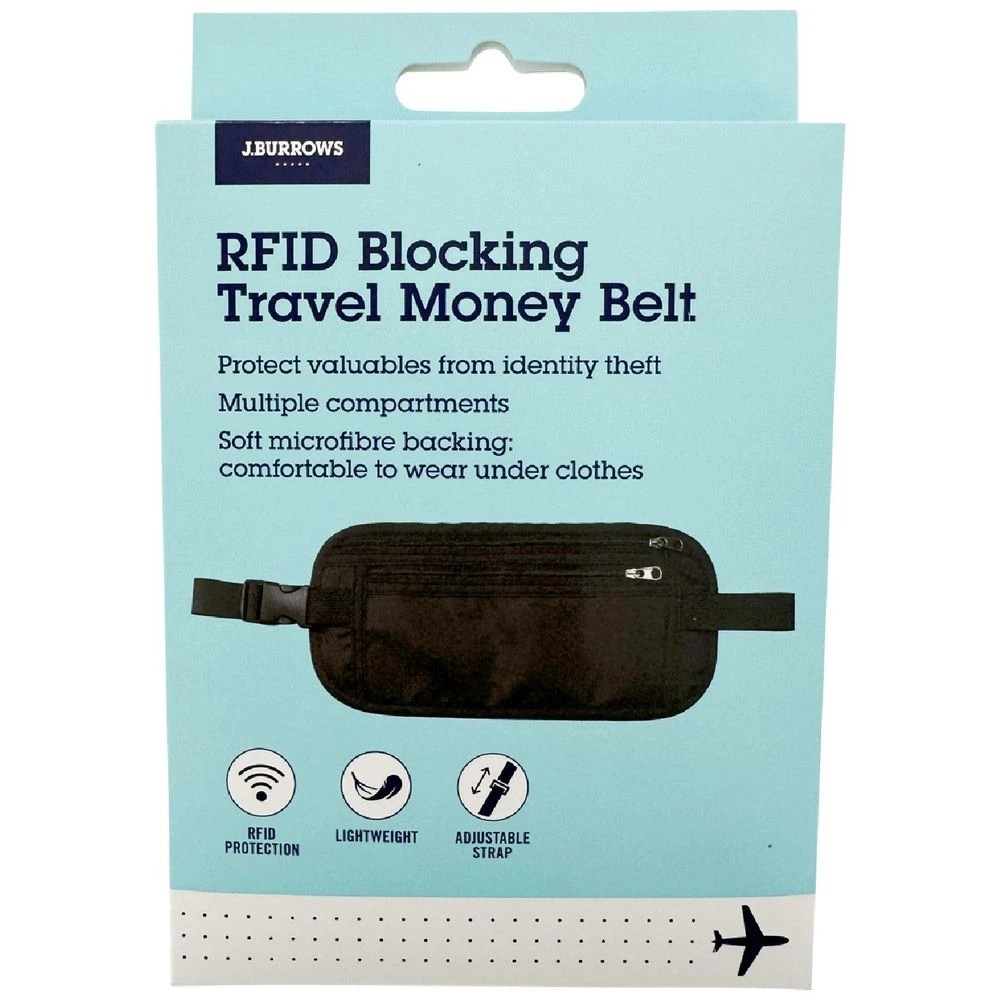 1 J.Burrows RFID Travel Money Belt Black, 1 of 3
