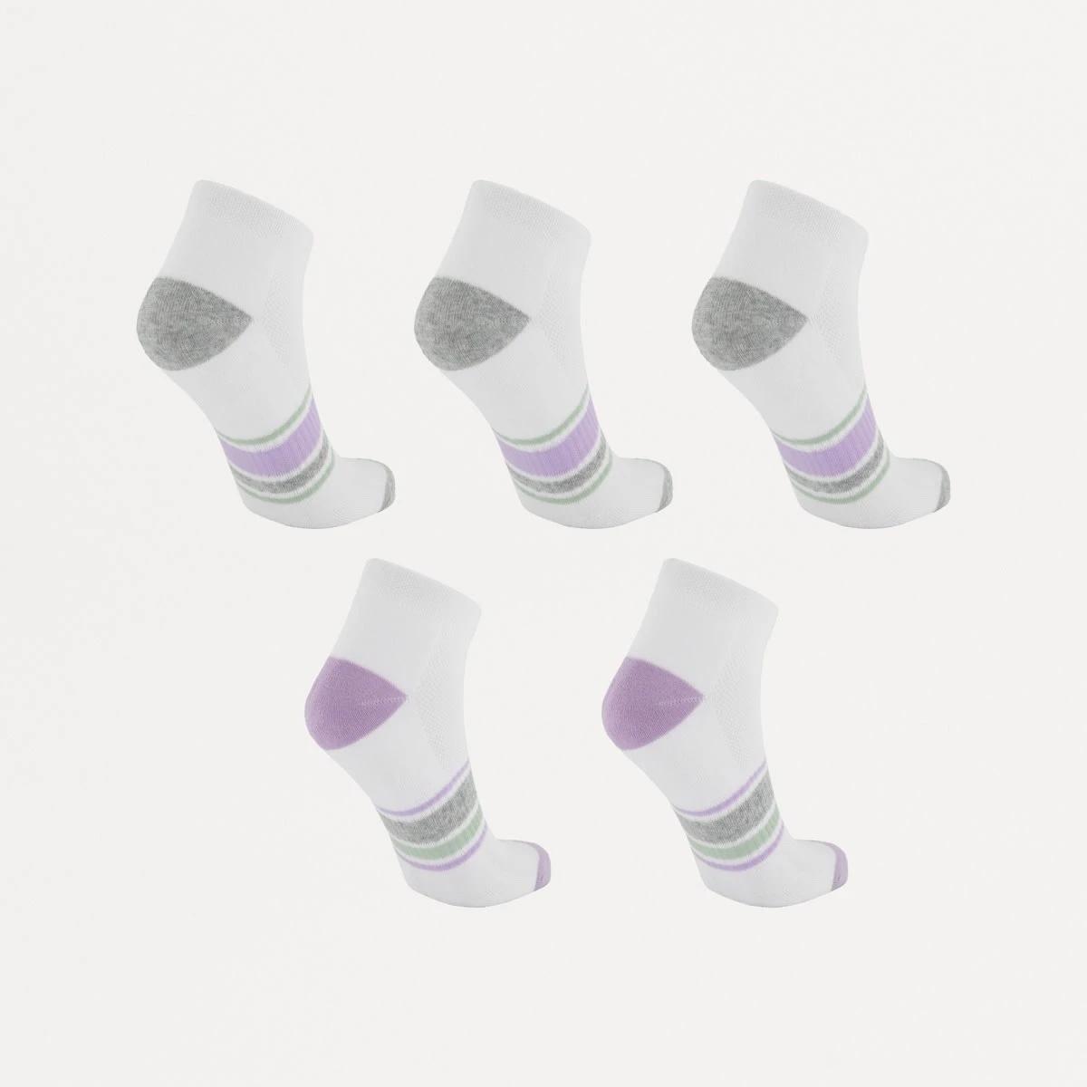 2 5 Pack Active Anklet Socks with Arch Support WHITE, PURPLE, 2 of 3