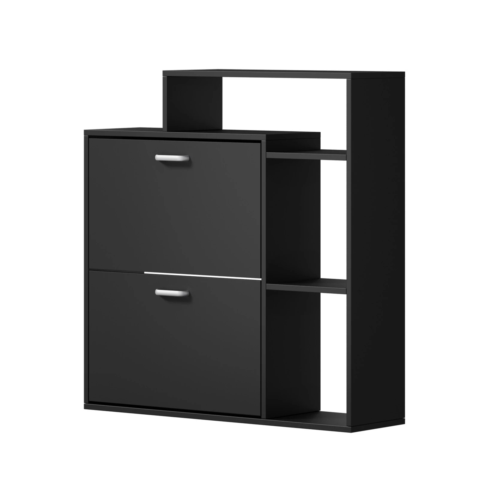 1 Oikiture Shoe Cabinet Storage 2 Doors Shoes Rack Display Shelves - Black, 1 of 8