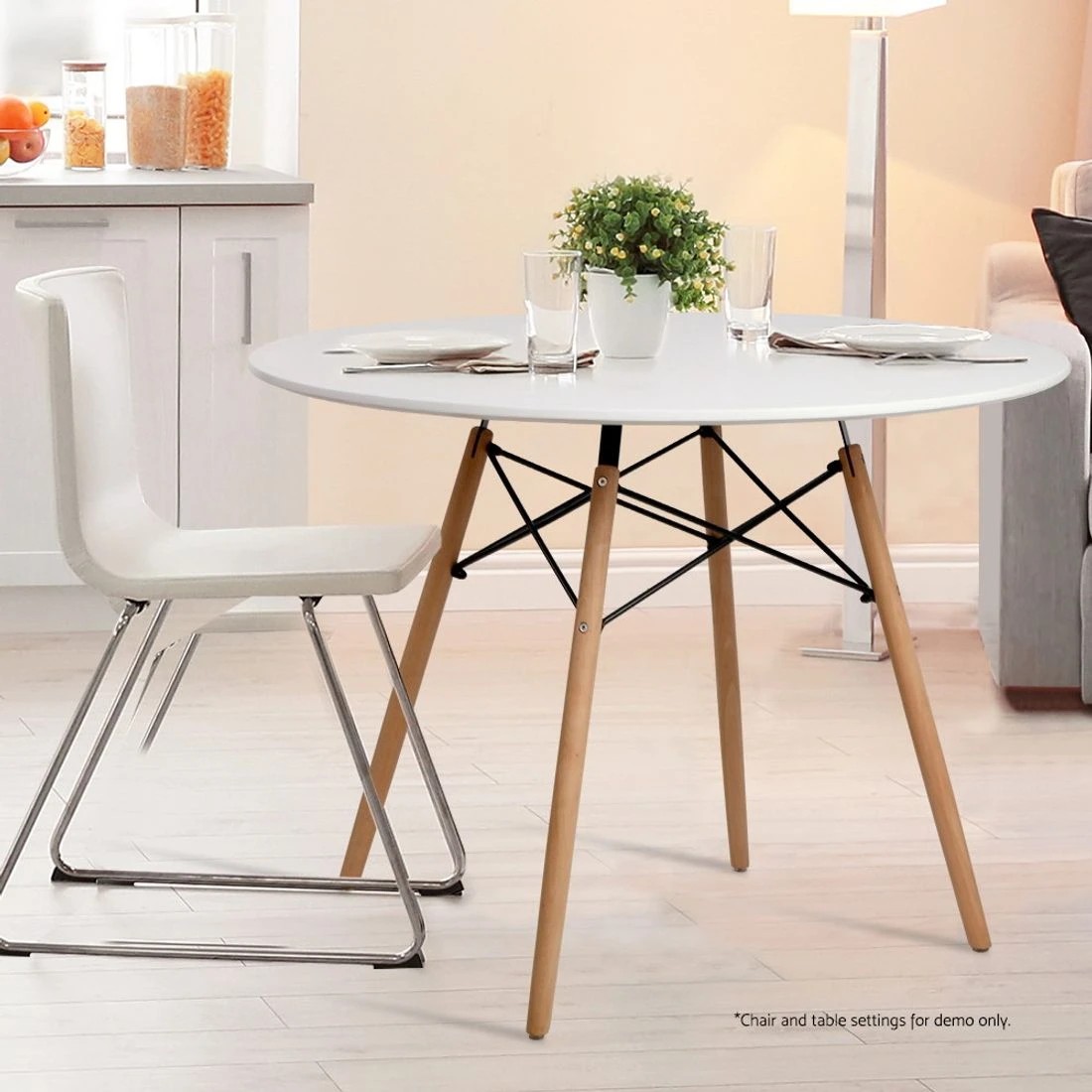 3 Artiss Dining Table Round White 4 Seater 100CM - White, 3 of 5