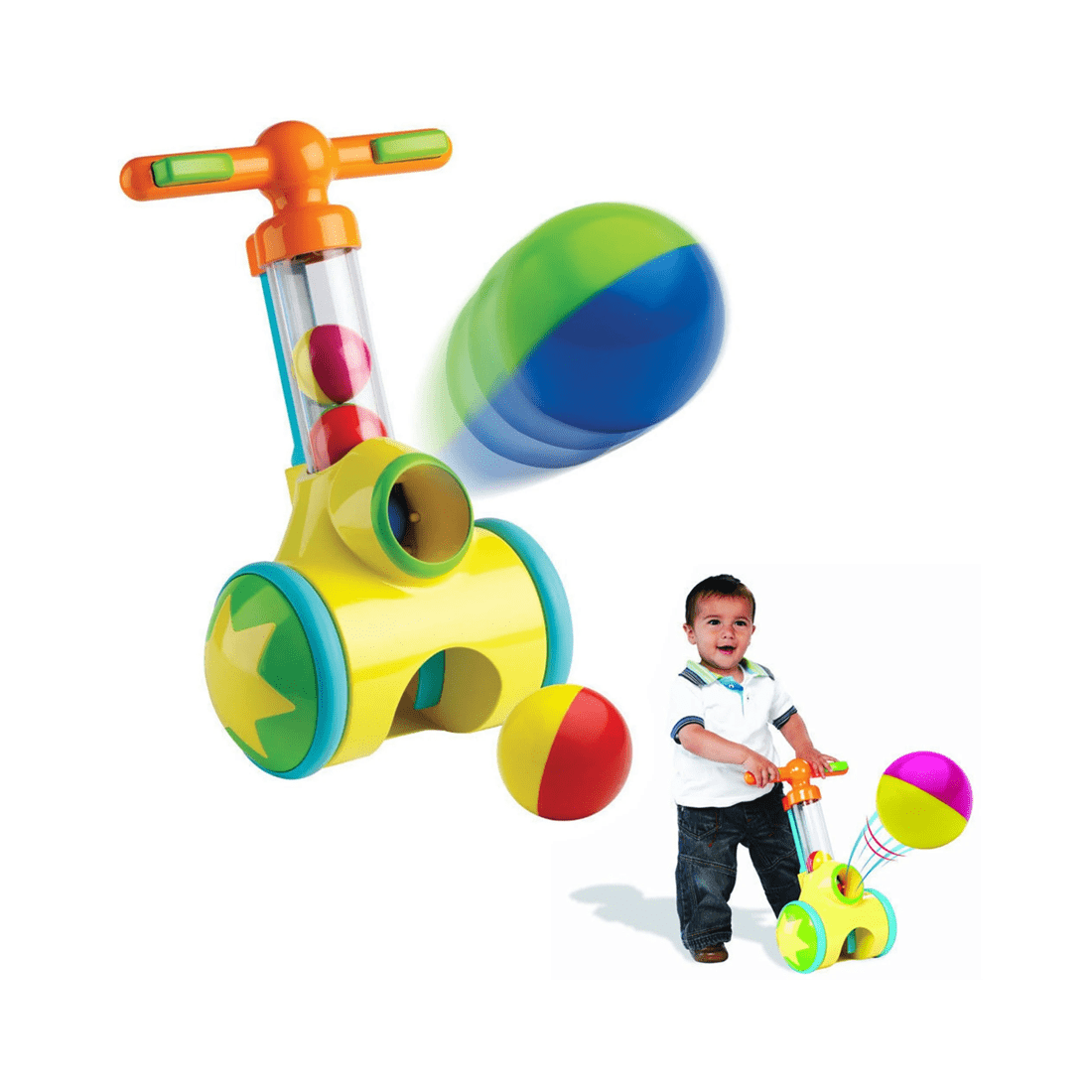 3 Tomy Pic N Pop Ball Blaster Push Along Toddler Toy Indoor Outdoor Play Game Kit - Multi, 3 of 3