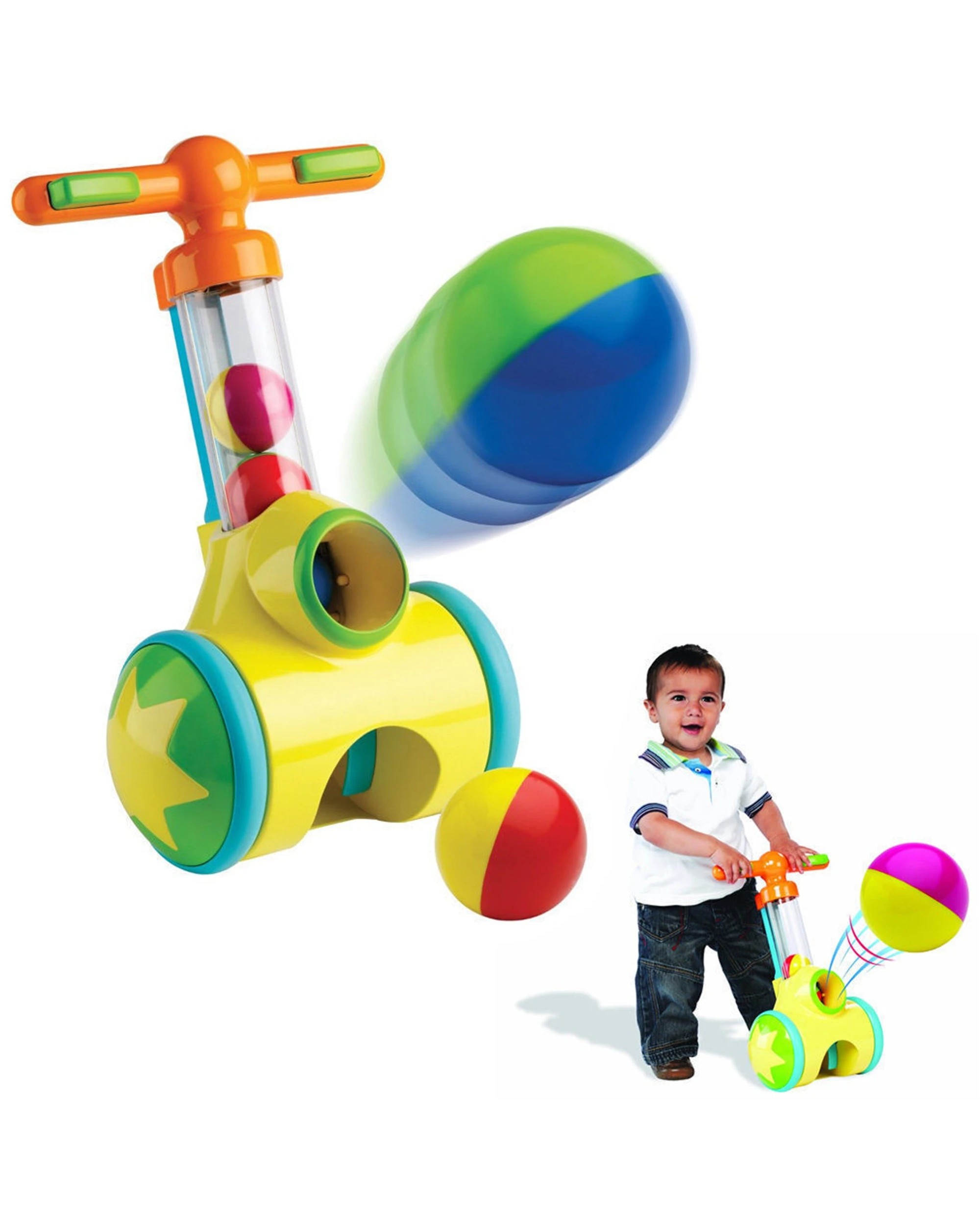 3 Tomy Pic N Pop Ball Blaster Push Along Toddler Toy Indoor Outdoor Play Game Kit - Multi, 3 of 3