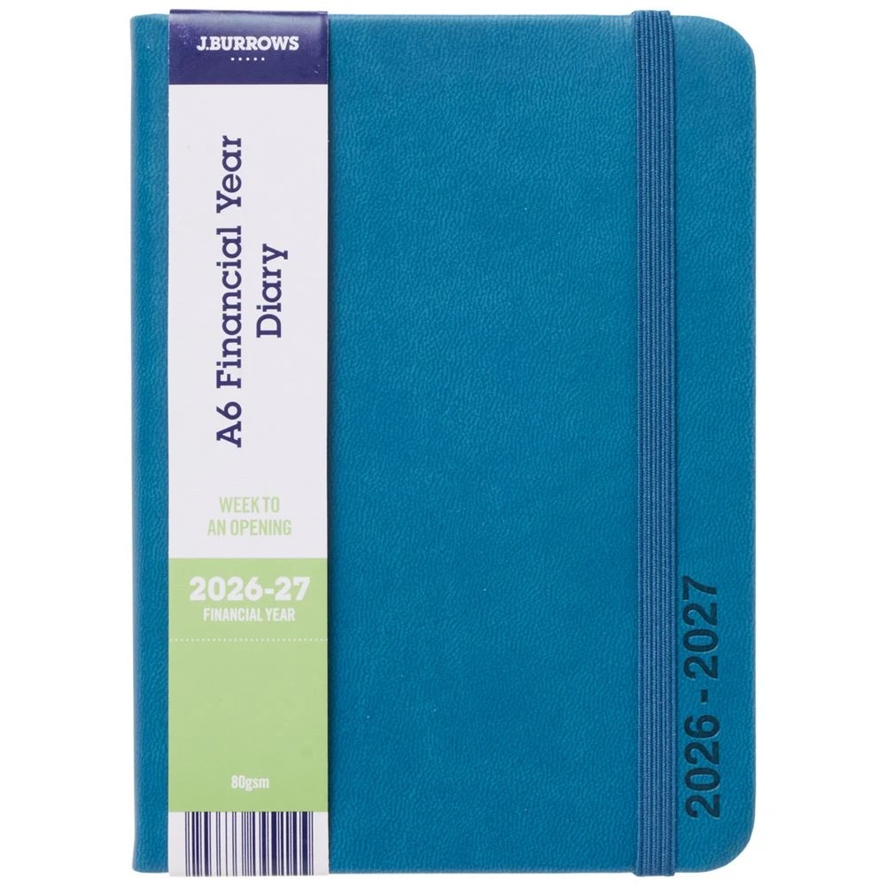 1 J.Burrows A6 Week to View PU FY26/27 Diary Blue, 1 of 6