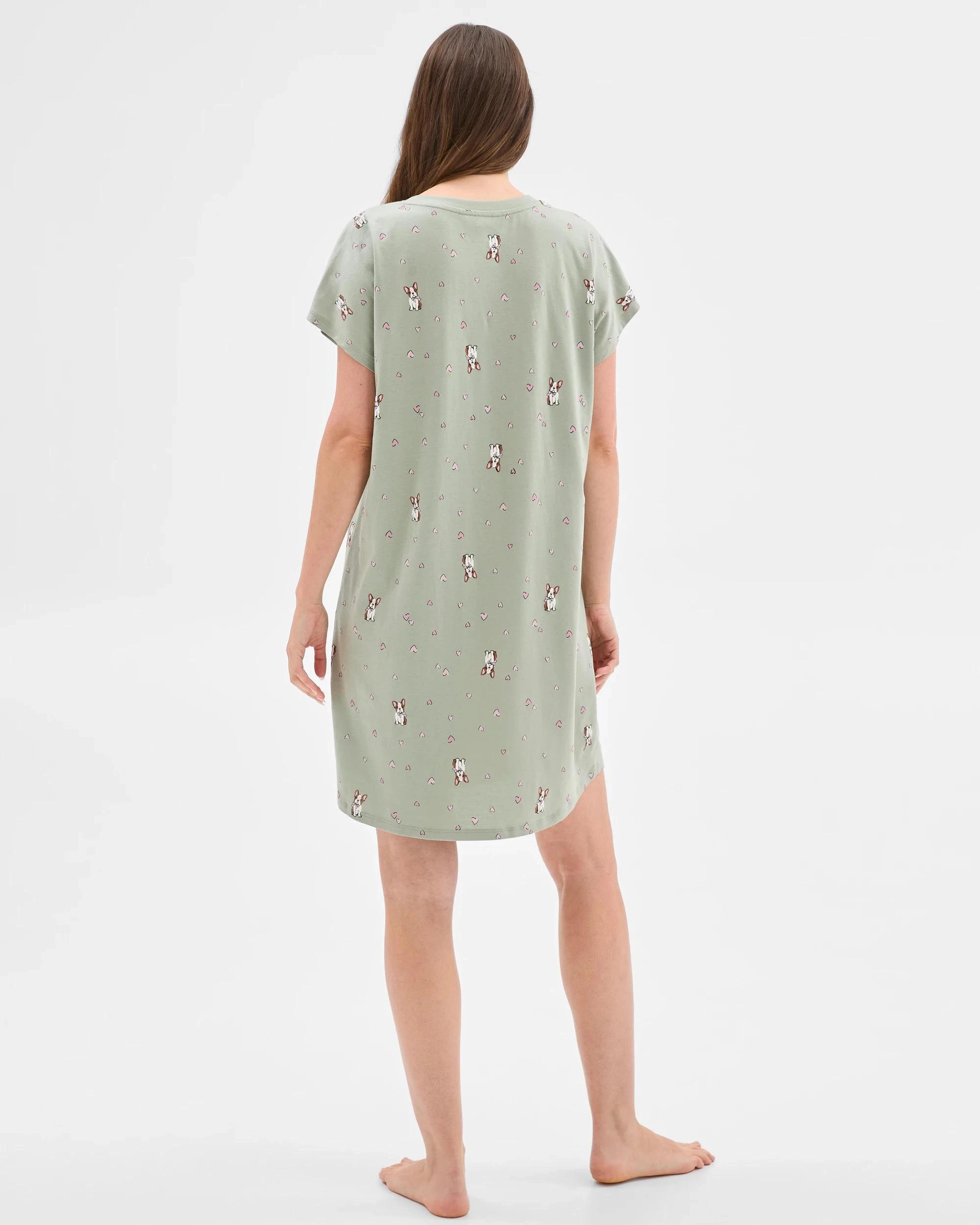 6 Target Australian Cotton T-Shirt Nightie GREEN DOG, 6 of 6