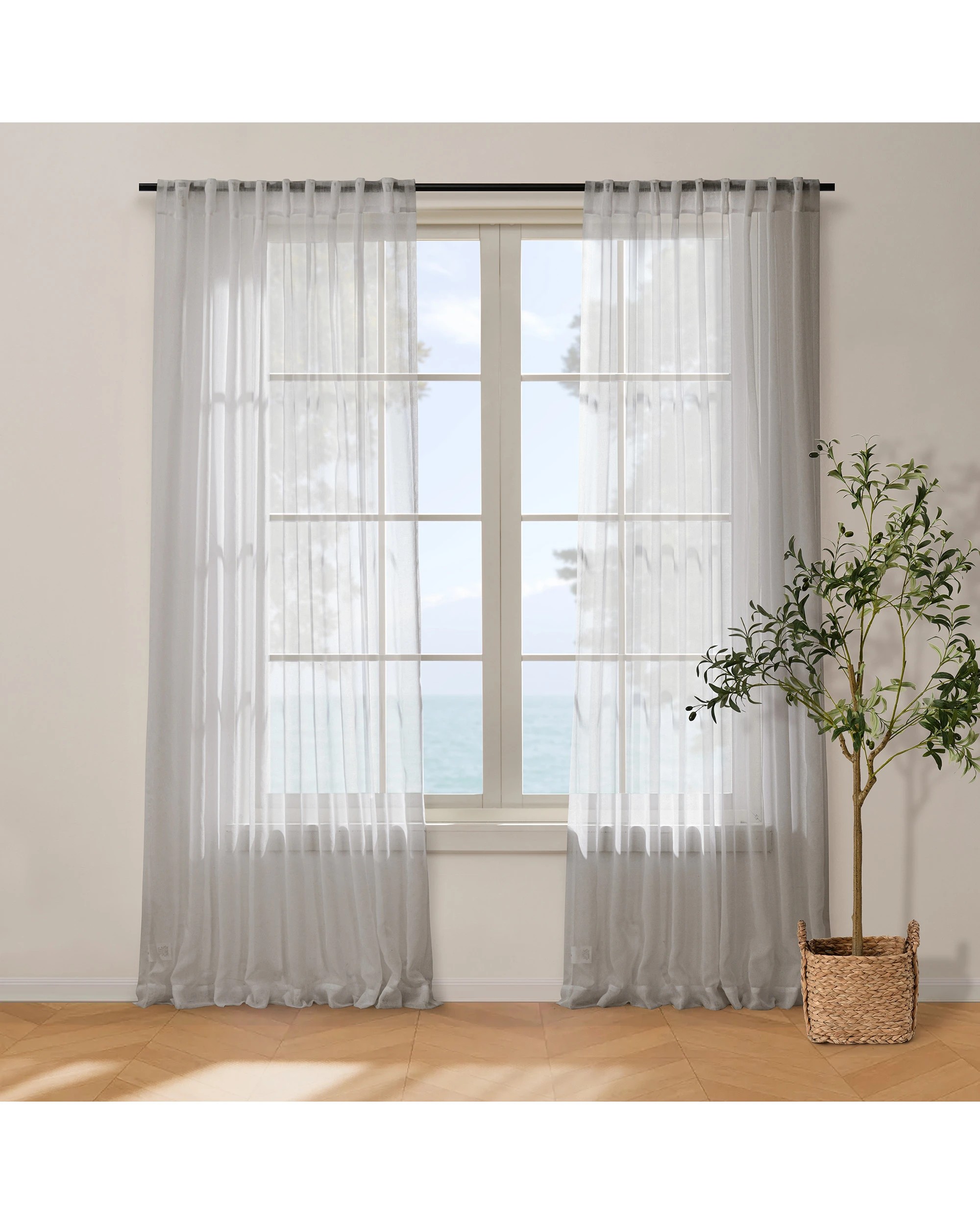 1 Cadence & Co. Kirra Sheer Concealed Tab Top Curtain Twin Pack 90x223cm - Ash, 1 of 4