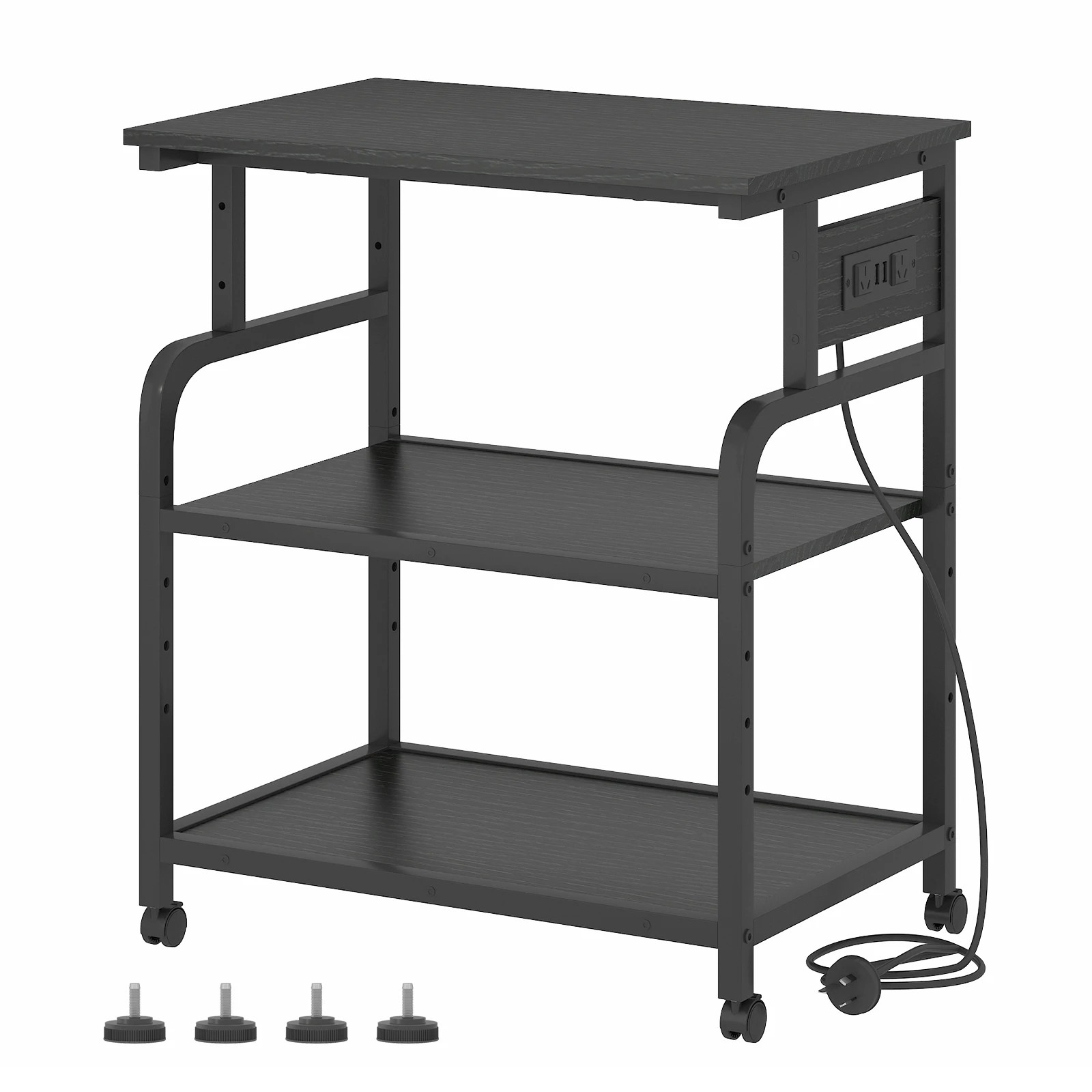 1 Advwin Large Mobile Printer Stand with Charging Station and Height Adjustable shelfs - Black, 1 of 7