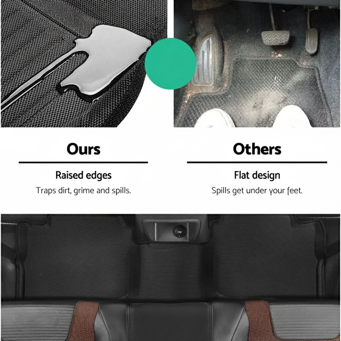 6 Weisshorn Car Floor Mats Rubber Compatible For Ford Ranger PX PX2 PX3 Dual Cab - Black, 6 of 7