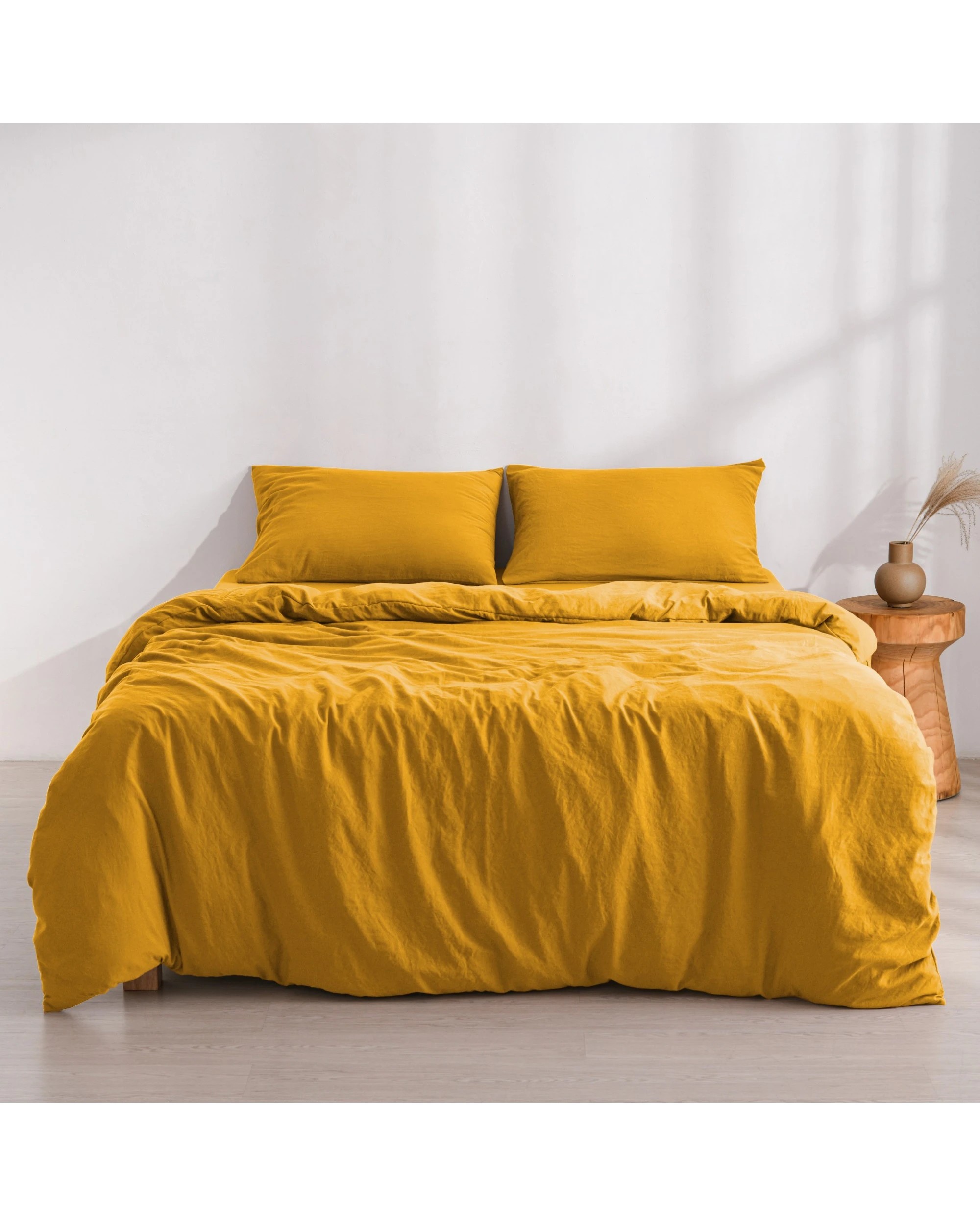 7 Dreamaker Superfine Washed Microfibre Quilt Cover Set - King Single Bed - Mustard, 7 of 9