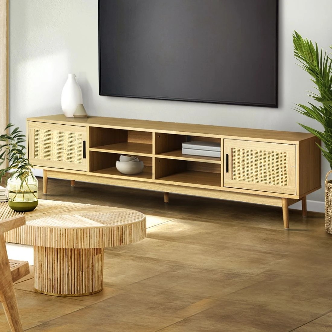 3 Artiss TV Cabinet Entertainment Unit 180cm
 - brown, 3 of 8