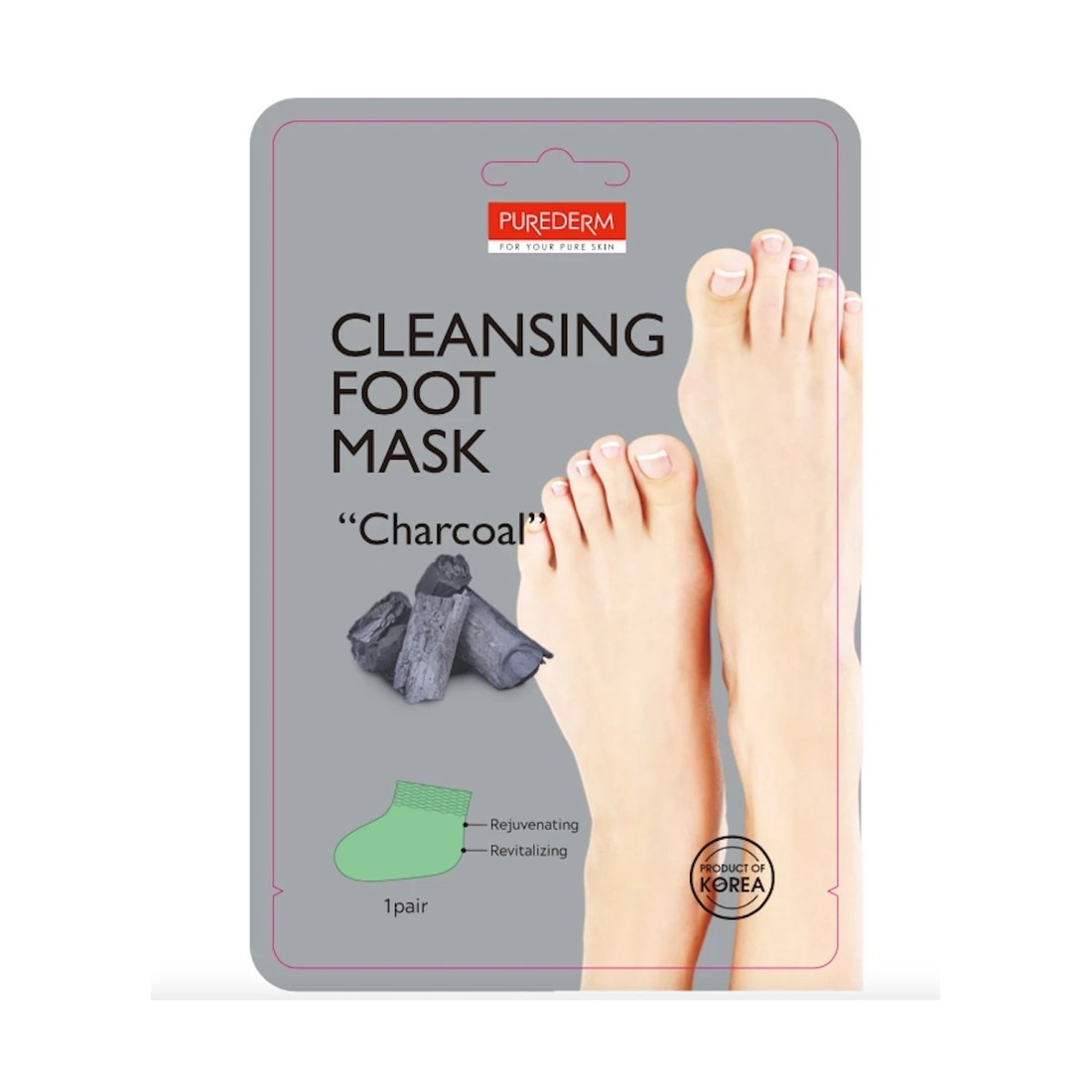 1 Purederm Cleansing Foot Mask - Charcoal, 1 of 2