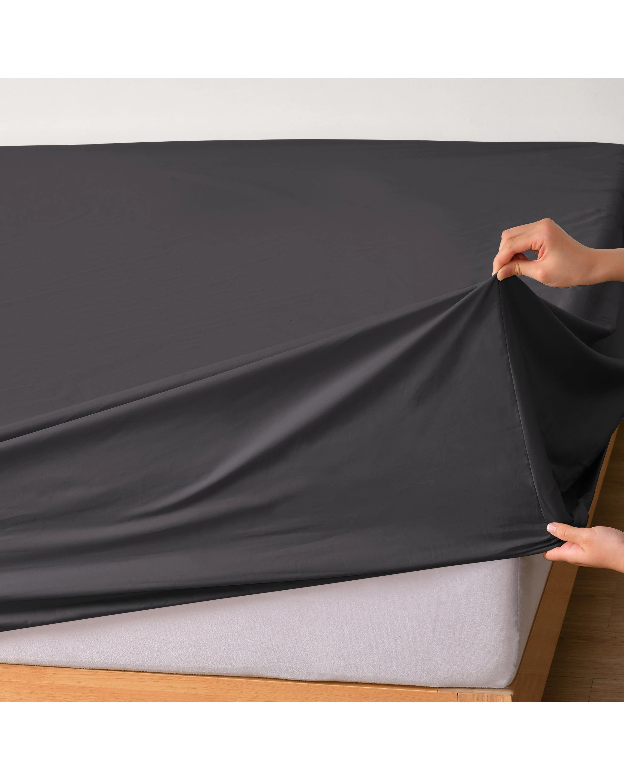 7 Dreamaker 300TC Cotton Percale Combo Fitted Sheet Set - Queen Bed - Charcoal, 7 of 8