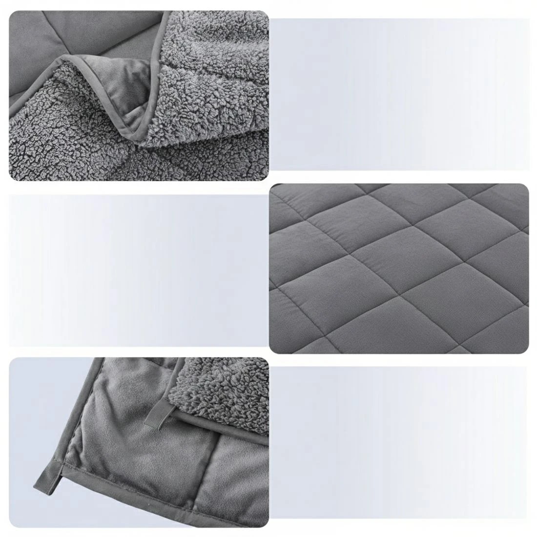 9 Giselle 5.5KG Weighted Blanket Adults Kid Anti Anxiety Gravity Blankets Sherpa - Grey, 9 of 9