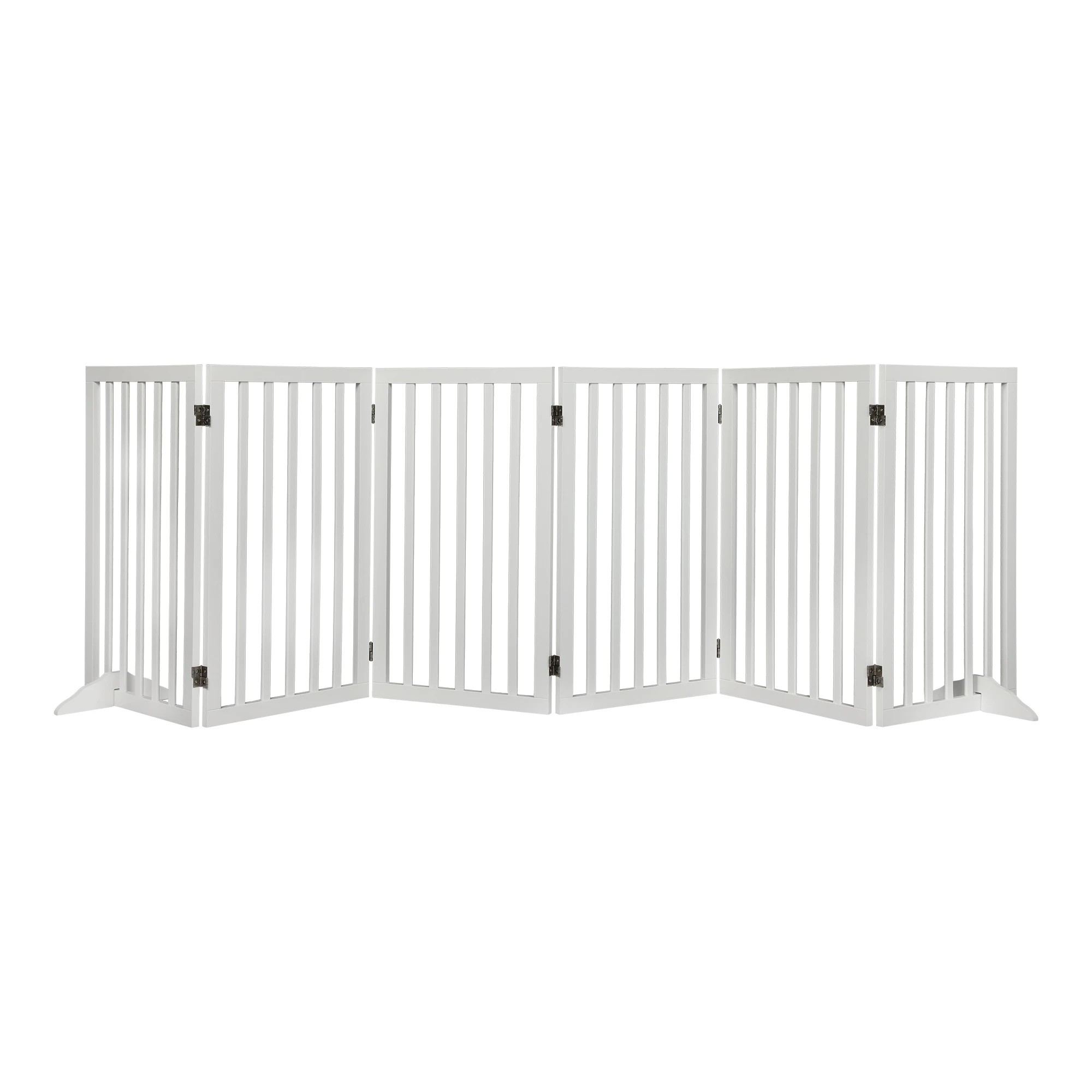 1 Pawz 6 Panels Wooden Pet Gate White Xl, 1 of 6