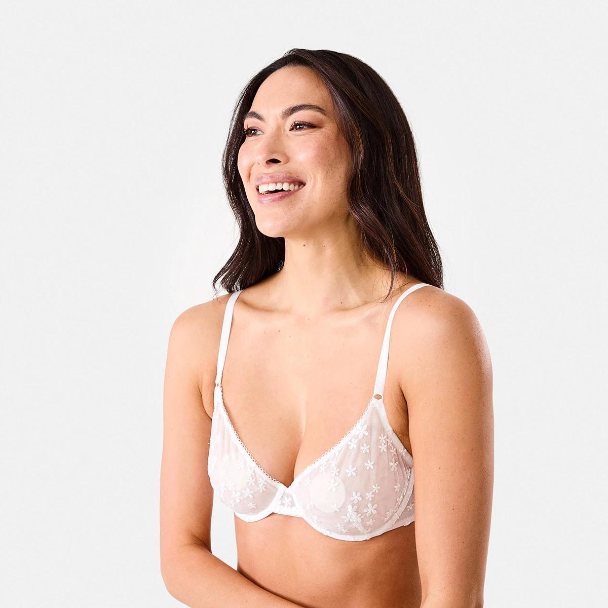 2 Co-ordinated Soft Cup Mesh Underwire Bra White, 2 of 7
