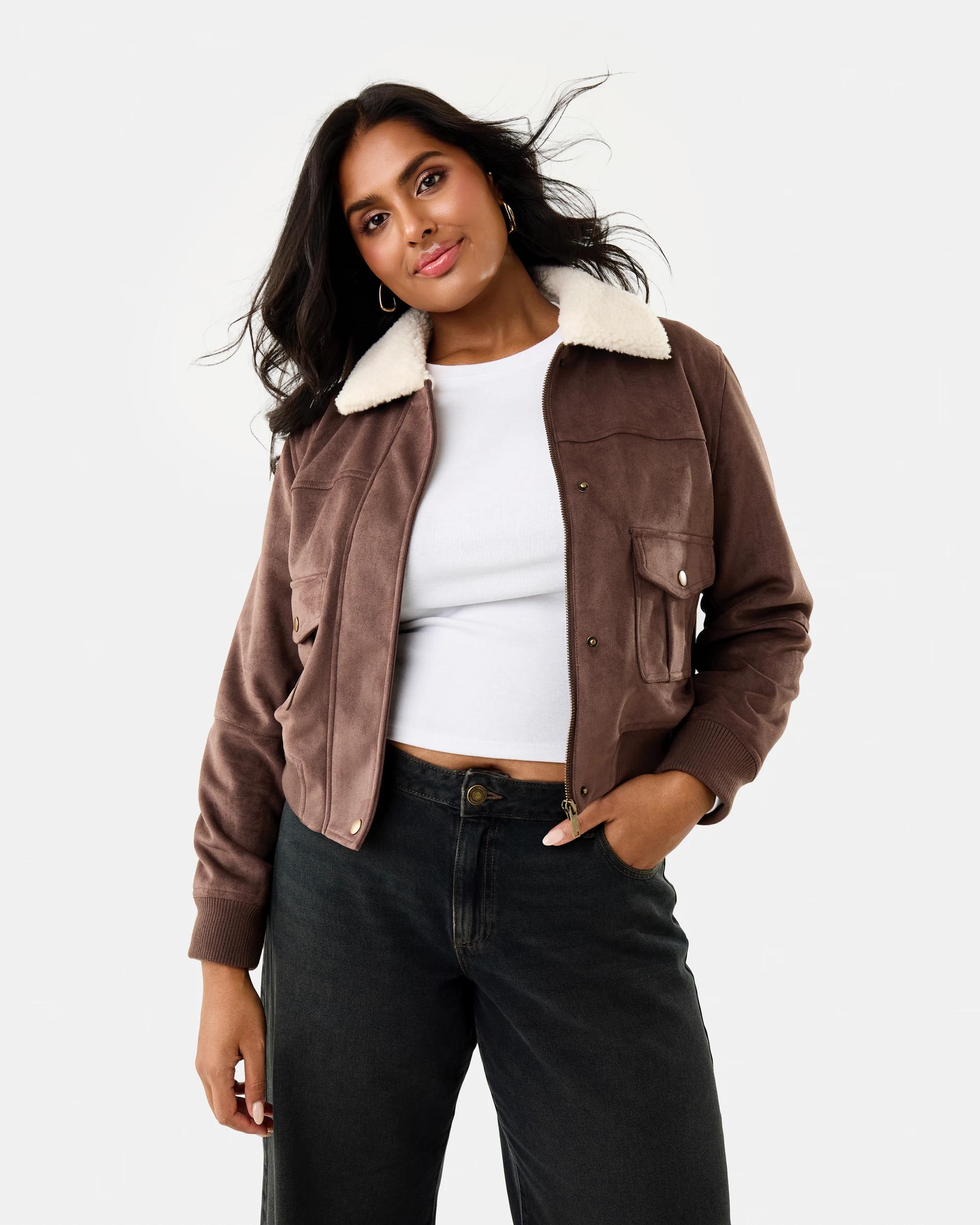 4 Faux Fur Trim Jacket Brn Cafe, 4 of 10