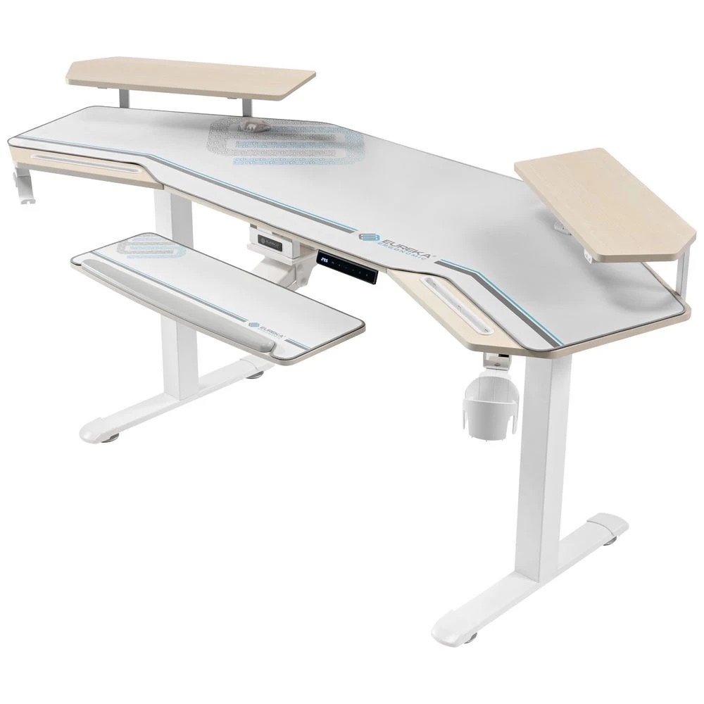1 Eureka Wing-Shaped Sit Stand Desk White Desks, Tables and Workstations, 1 of 10