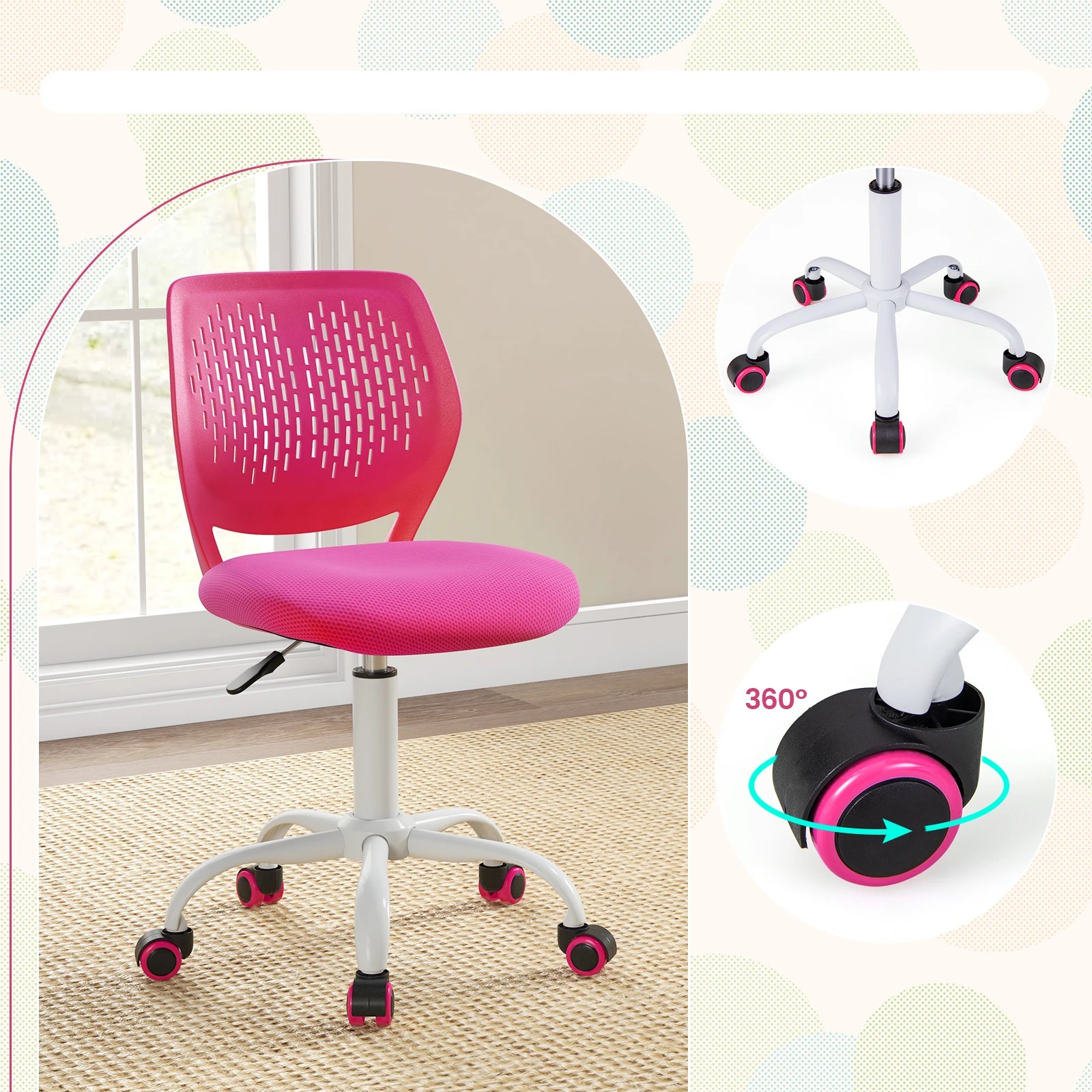 4 Costway Swivel Chair Teens Desk Chair w/Adjustable Height, 4 of 5