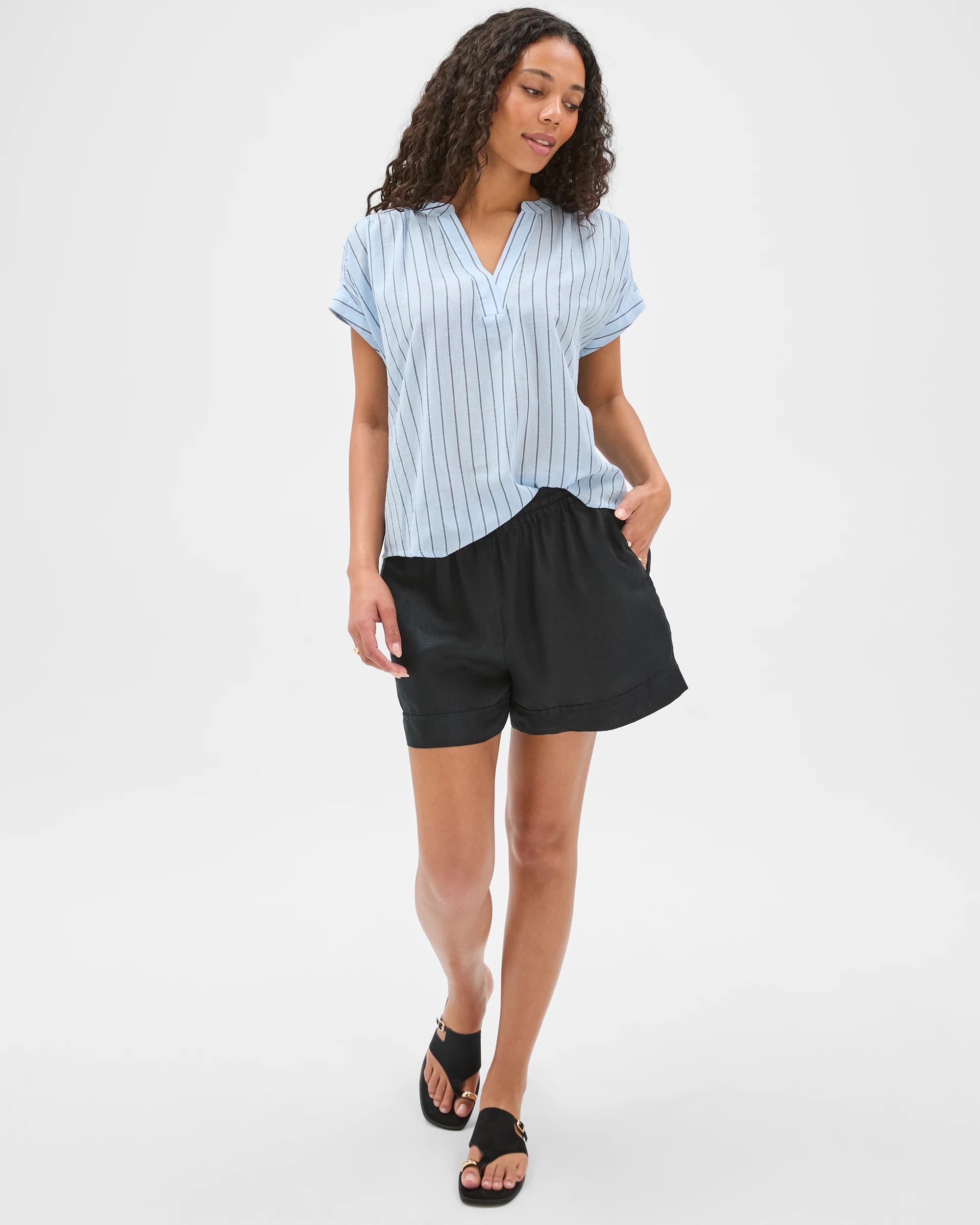 2 Target Woman Cotton Collared Popover Blouse MULTI STRIPE, 2 of 6