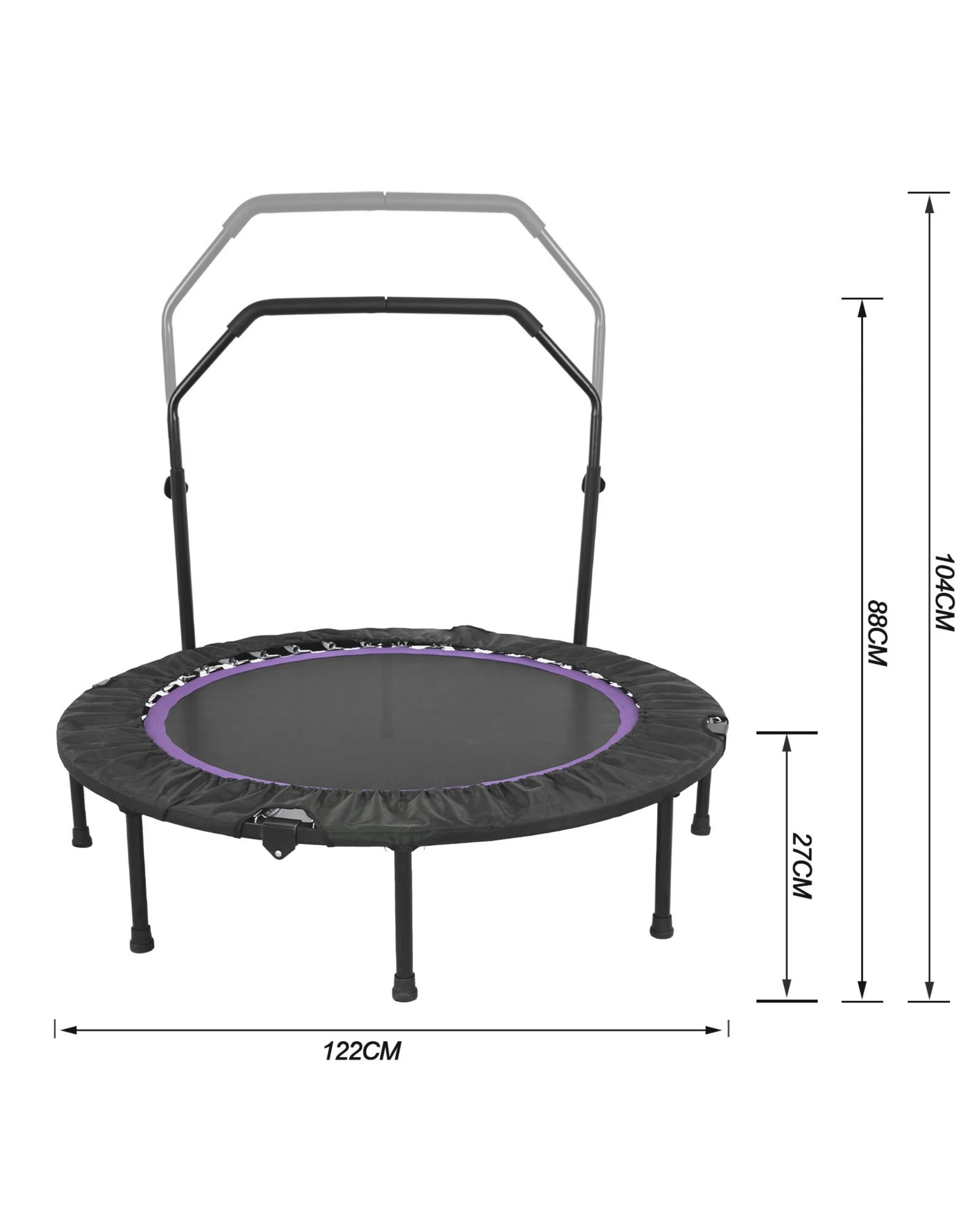 7 Advwin 48" Mini Trampoline Rebounder Max Load 200KG with Adjustable Foam Handle Suitable for Adult and Kids Purple, 7 of 7