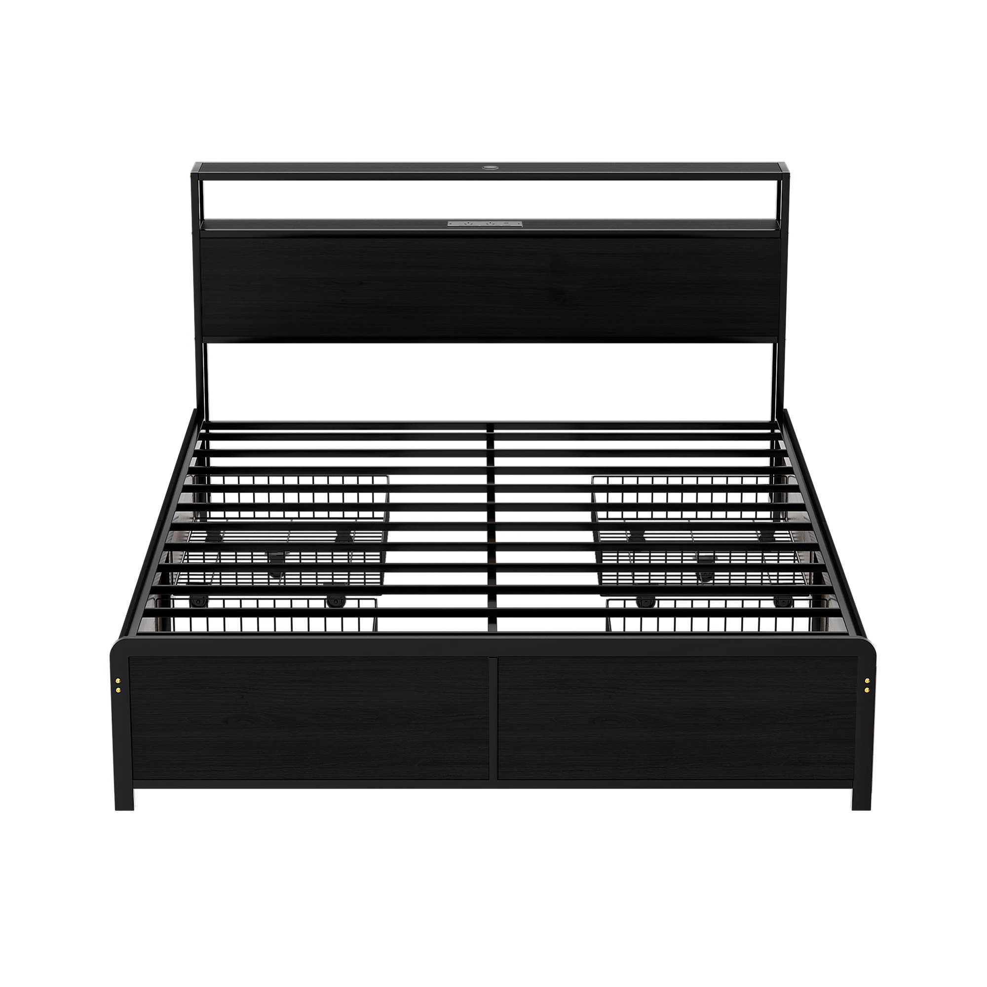 3 Artiss Metal Bed Frame Queen Size Storage Headboard Charge Station LED 4 Drawers - Black, 3 of 8