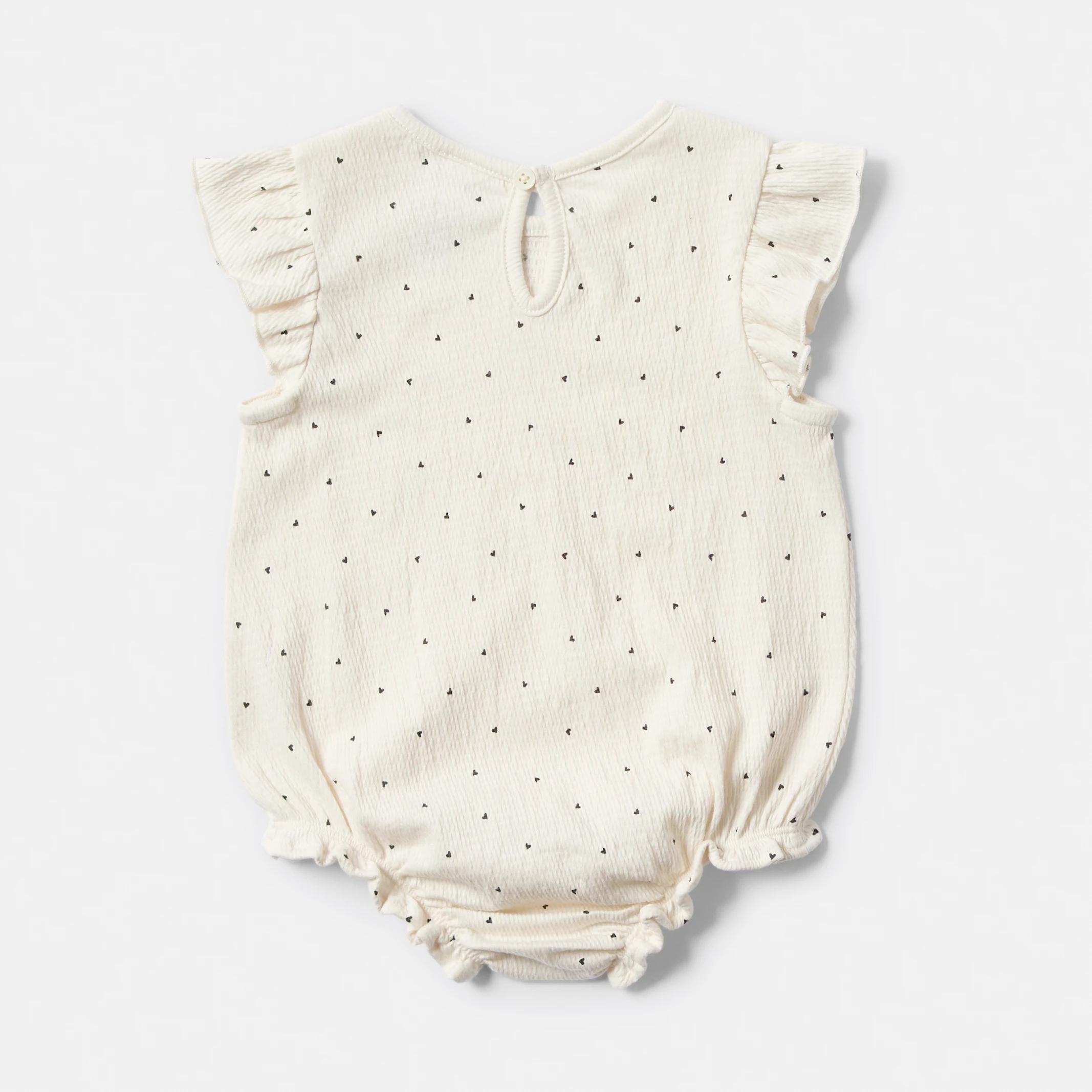 2 Short Sleeve Crinkle Bodysuit CREAM HEARTS, 2 of 3