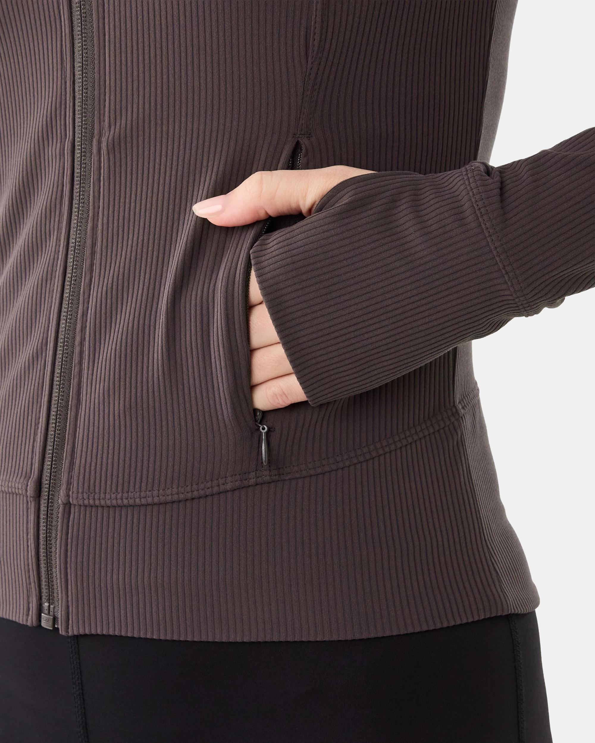 6 Active Womens Ultrasoft Rib Jacket Espresso, 6 of 7