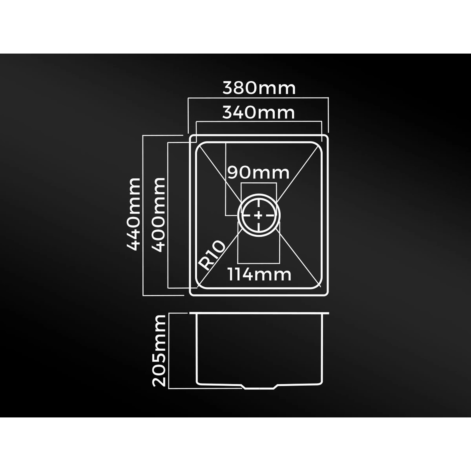 6 Welba Kitchen Sink 44X38CM Stainless Steel Single Bowl Basin With Waste - Black, 6 of 6