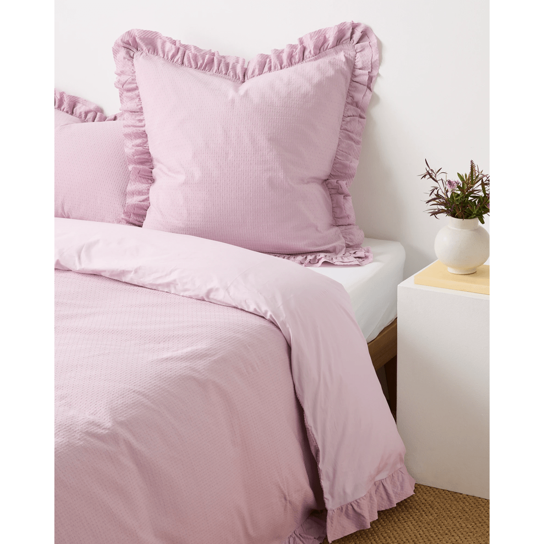 1 Target Australian Cotton Celine Jacquard Double Ruffle European Pillowcase
 - Queen Bed
 - Purple, 1 of 2