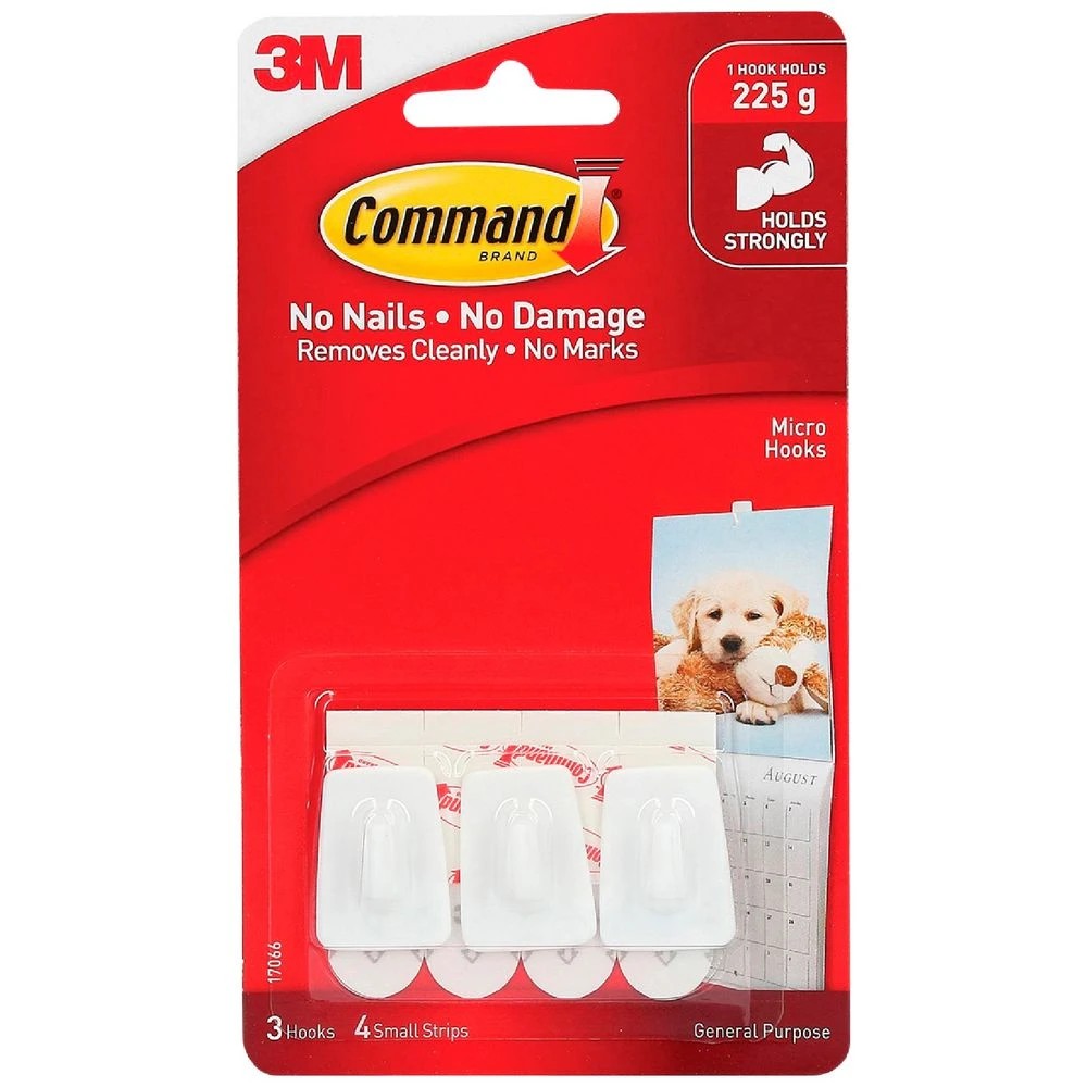 1 3M Command Micro Hooks with Mounting Strips 3 Pack, 1 of 1