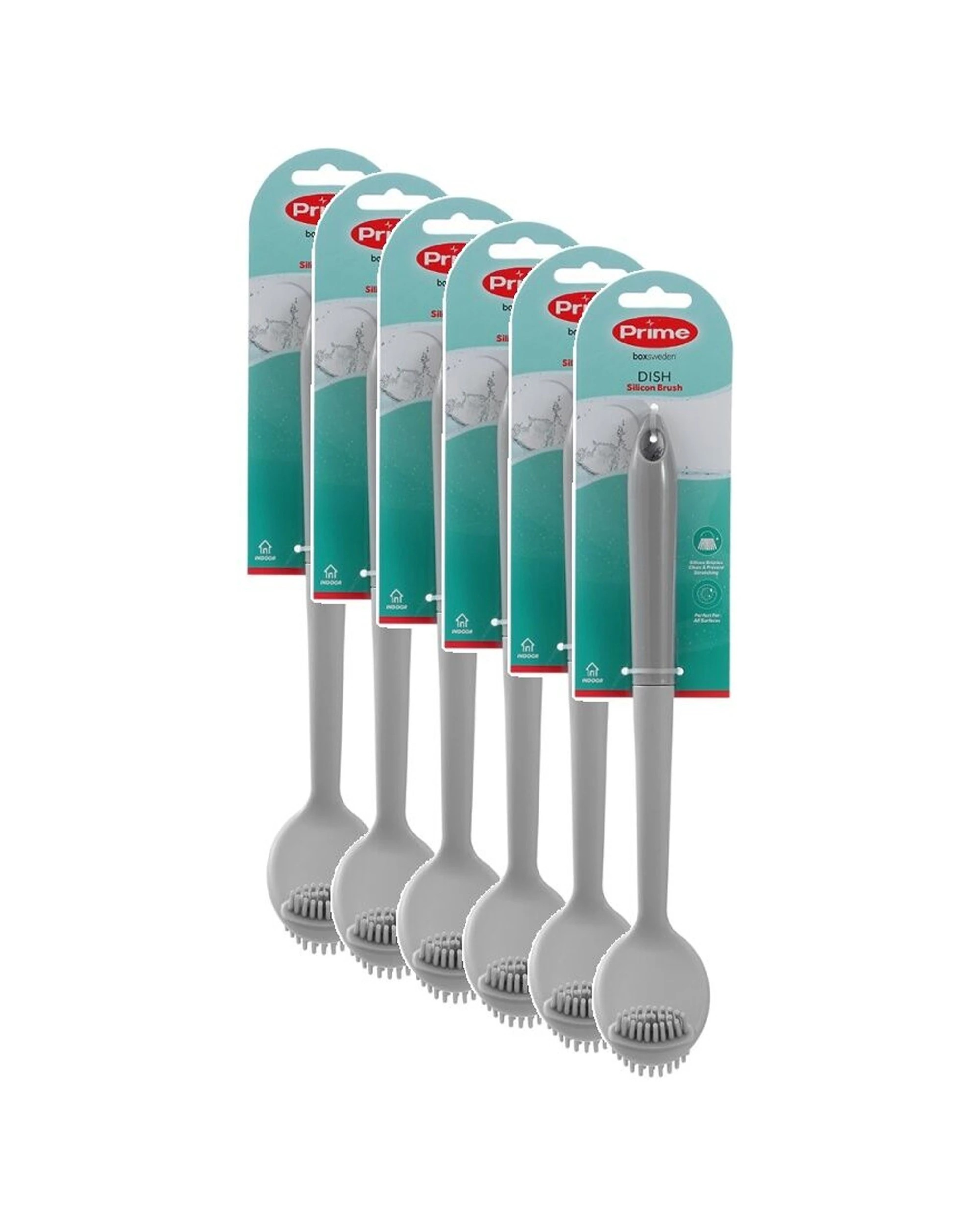 1 Boxsweden 6PK Prime Essentials Dish Brush Silicone Bristles Cleaning - Multi, 1 of 7