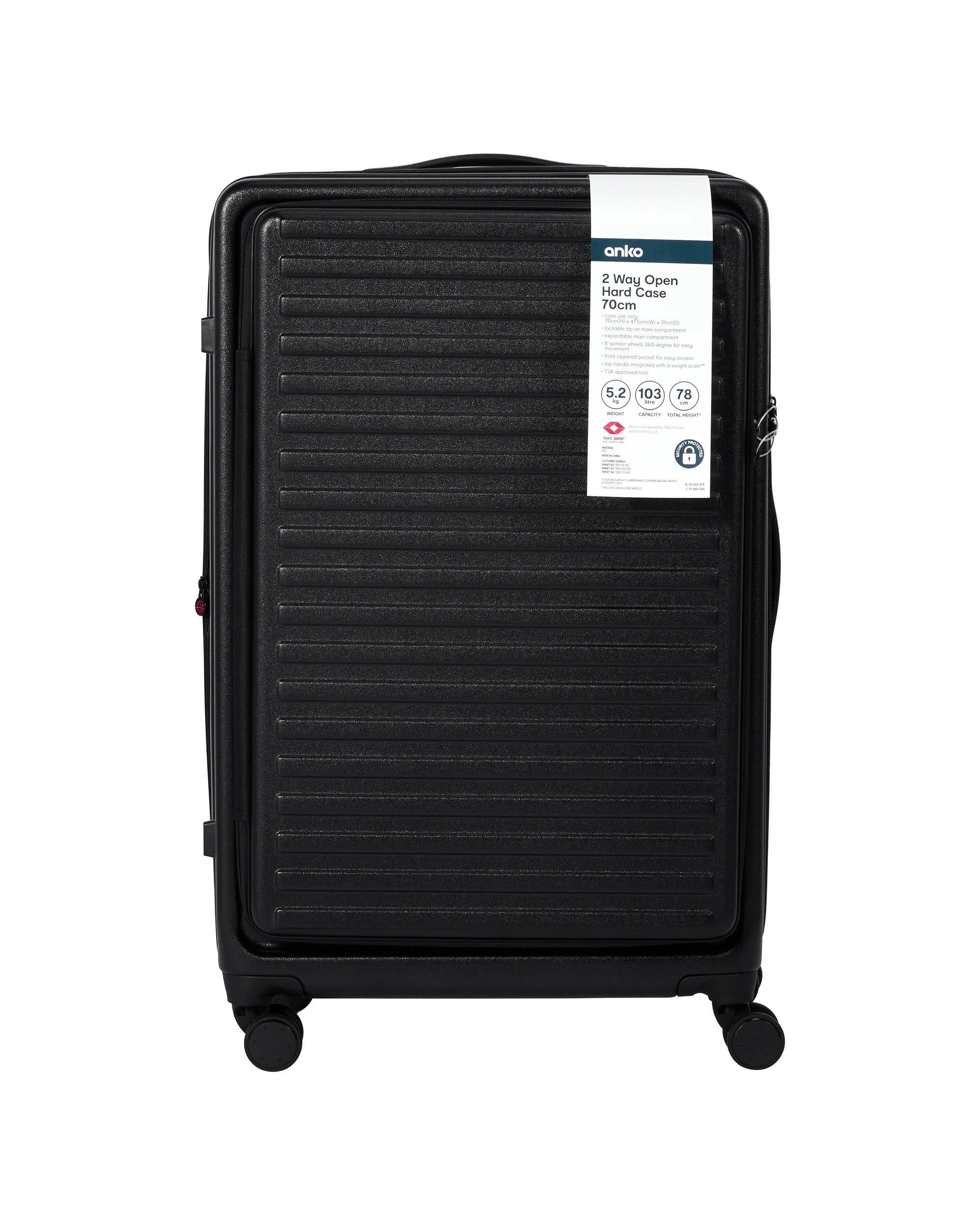 8 70cm 2 Way Open Hard Case - Black, 8 of 8