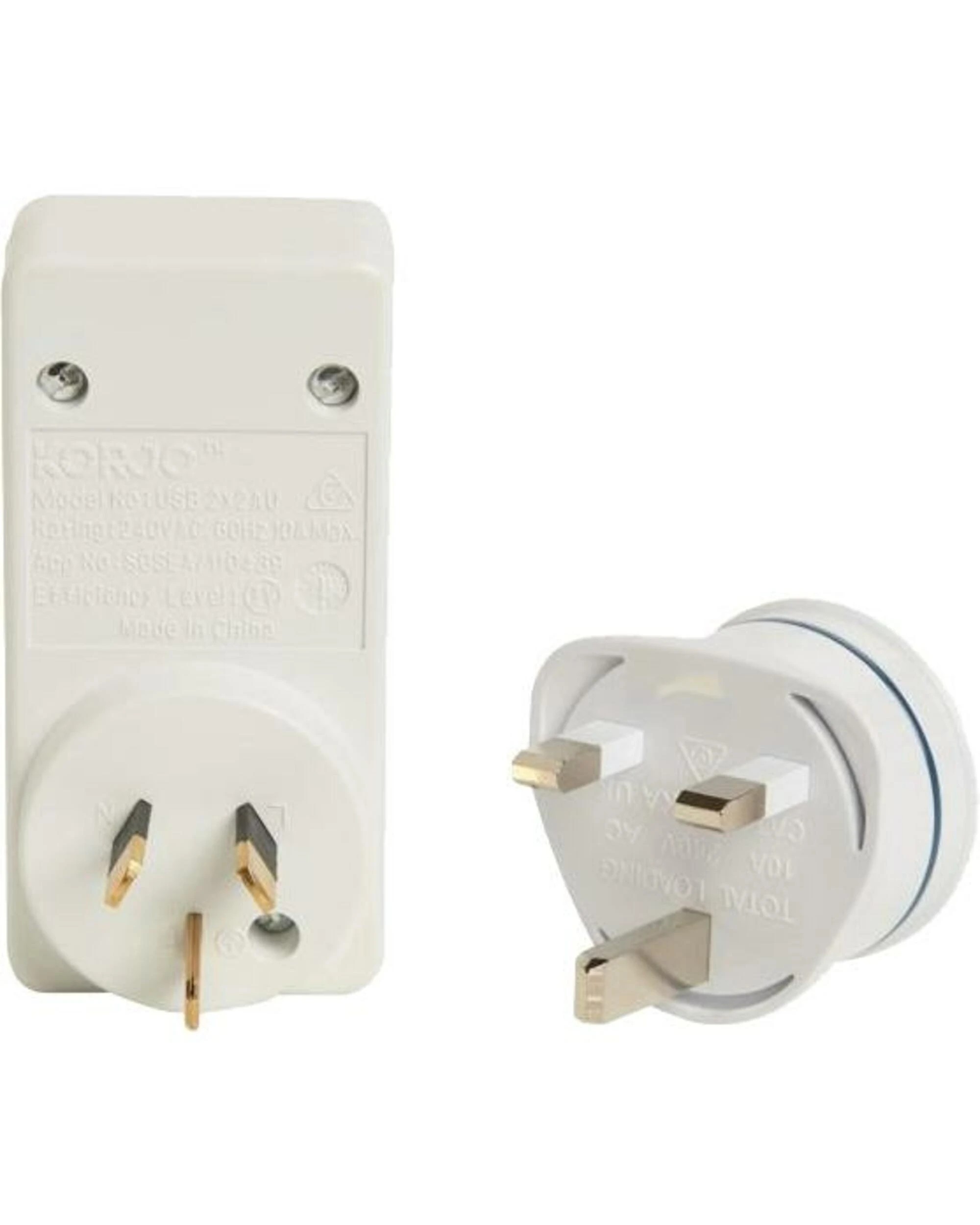3 Korjo Travel Adaptor Plug with 2 x USB - Aus to UK - White, 3 of 4