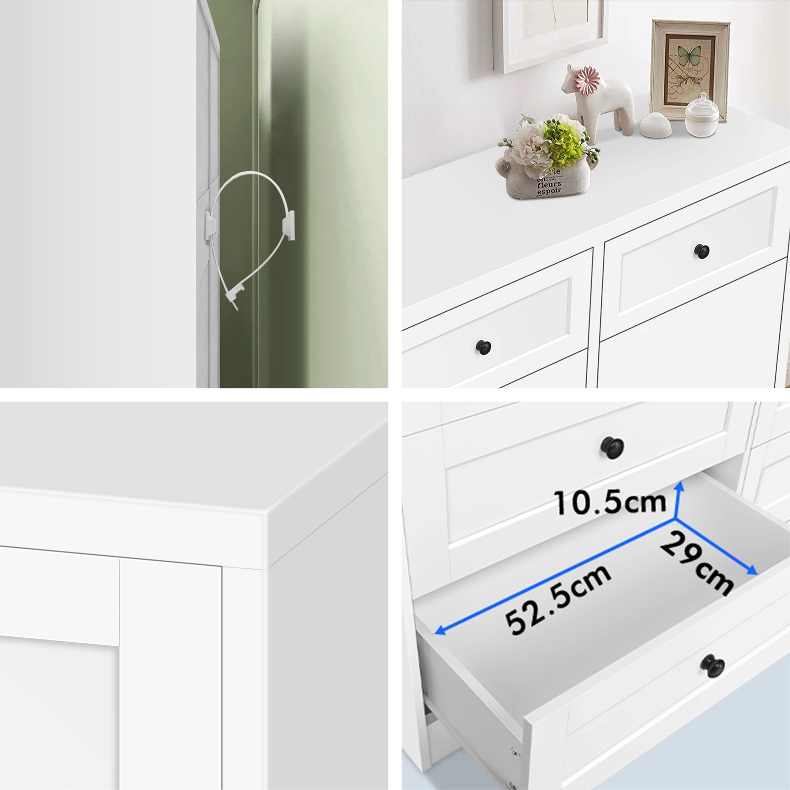 8 Alfordson 6 Chest of Drawers Bedside Table Bedroom Storage Hamptons - White, 8 of 10