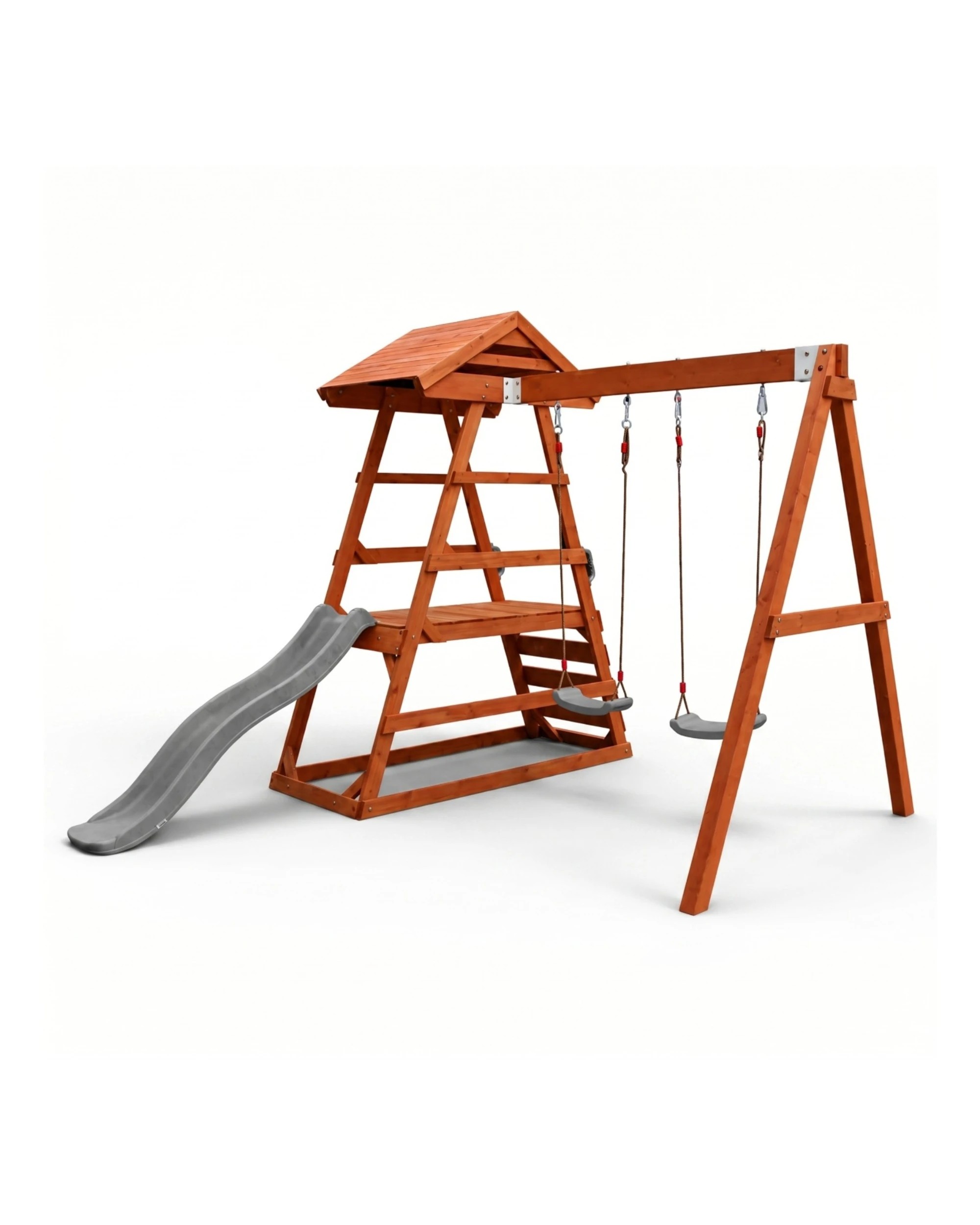 1 Hide & Seek Kids Milo Swing Set with Slide & Climbing Wall - Pearl - Grey, 1 of 7