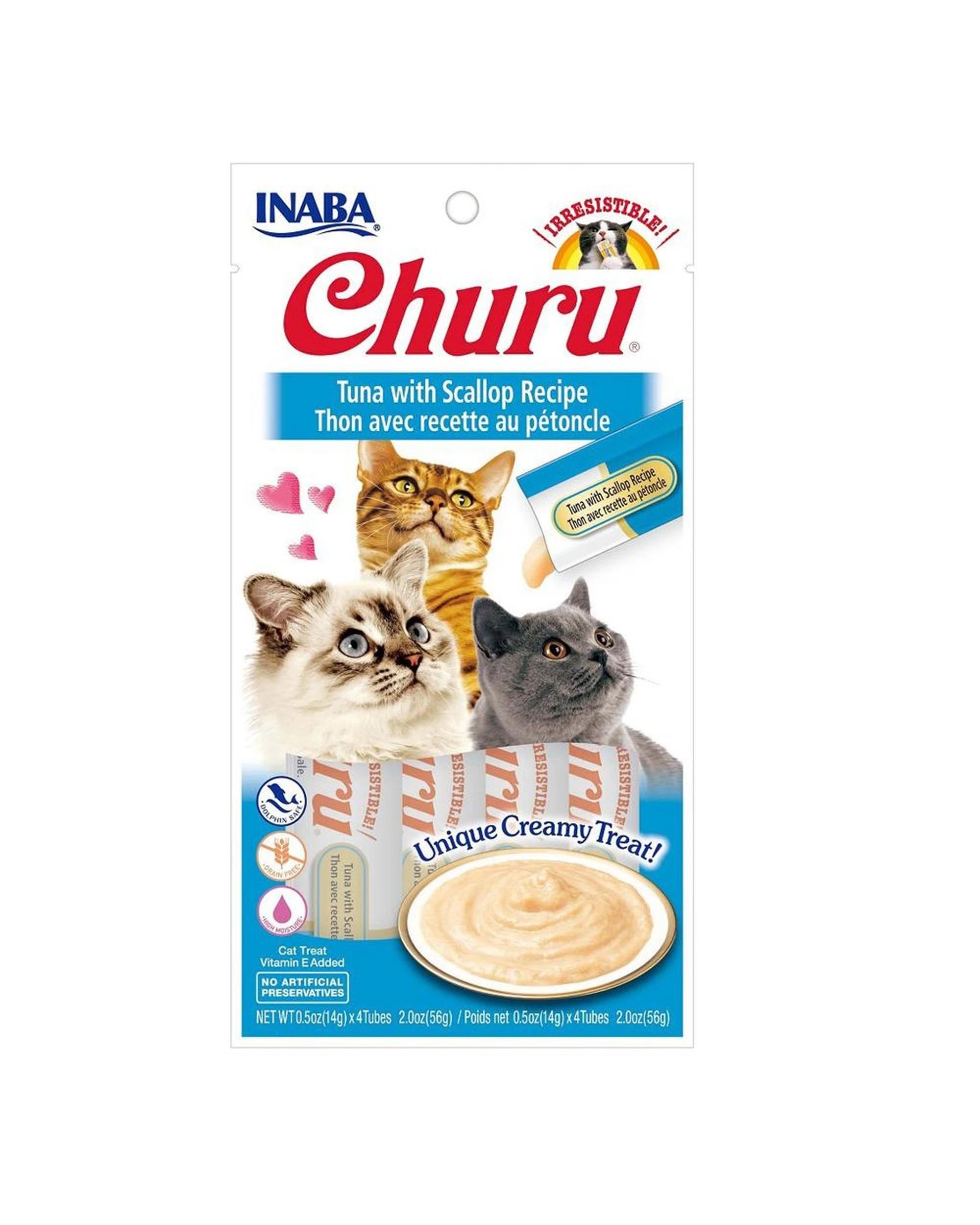 1 Inaba Churu Creamy Cat Treat Tuna w/ Scallop 6 x 56g, 1 of 2