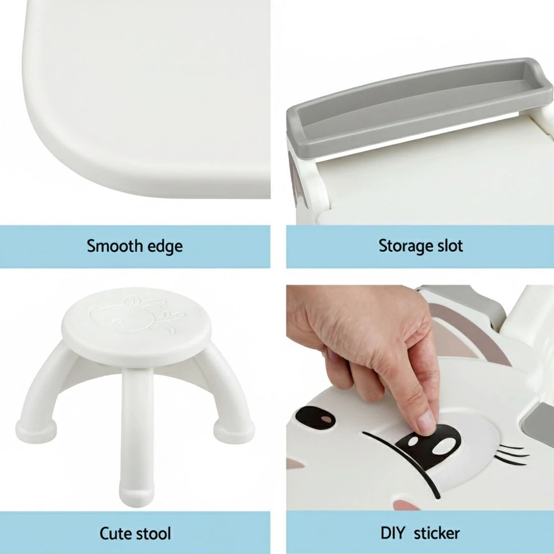 6 Keezi Kids Table and Chair Set 2 in 1 Easel Desk Stool w/ LCD Writing Tablet - White, 6 of 6