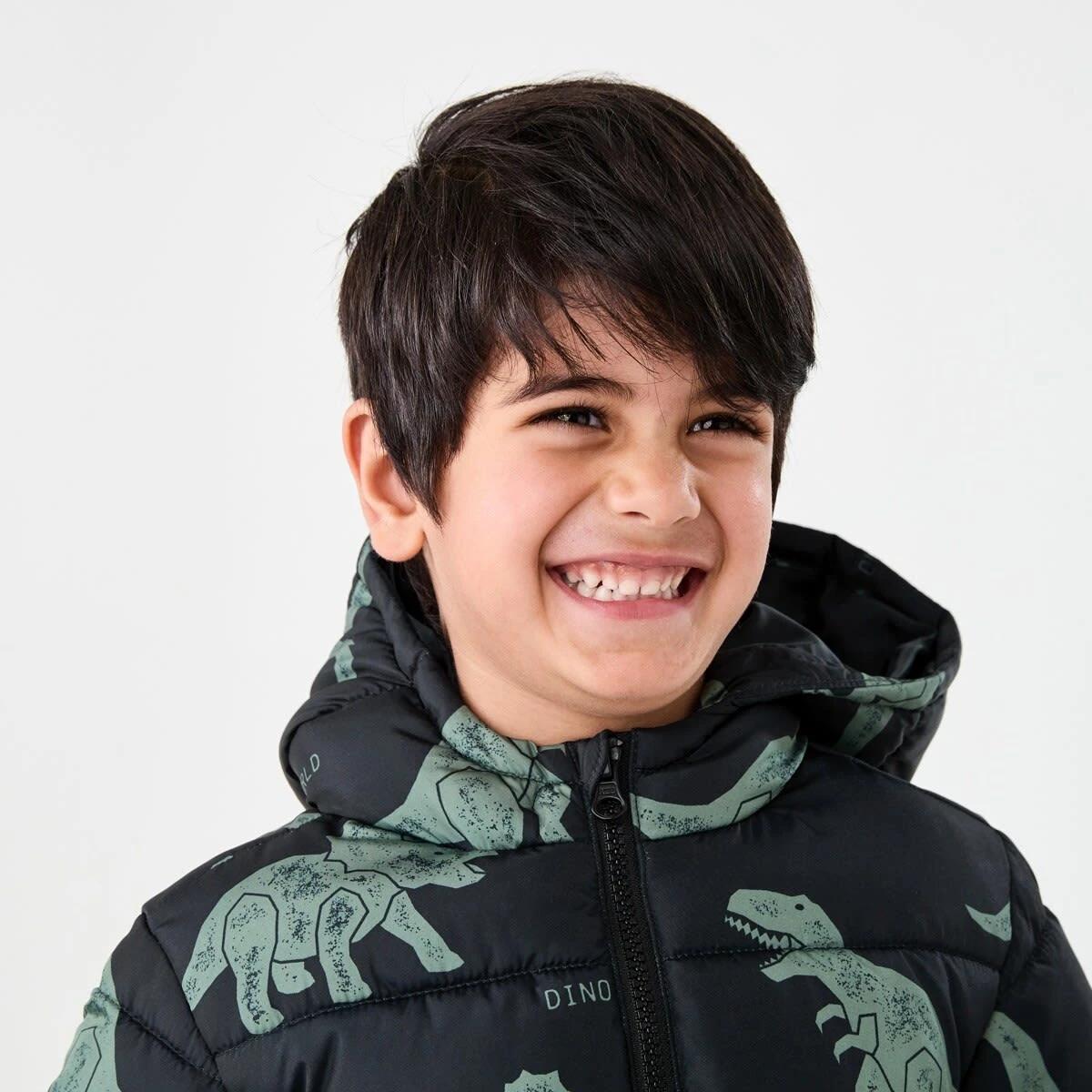 4 Printed Puffer Jacket Blk Dino, 4 of 10