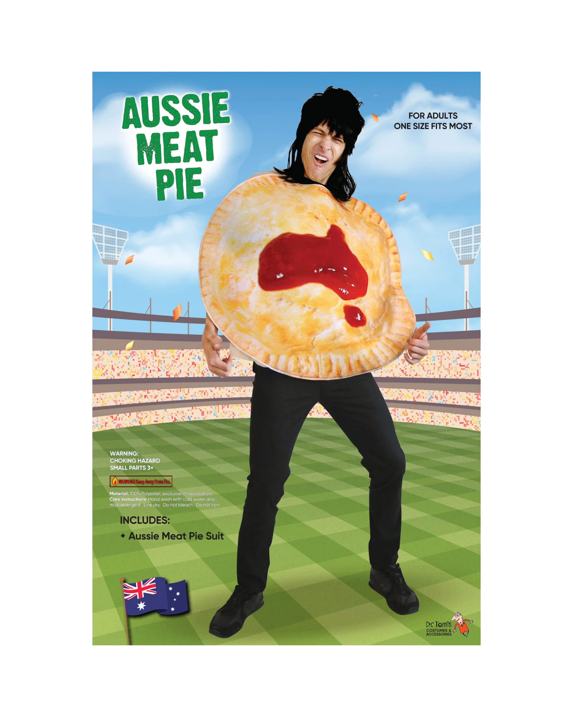 3 Tomfoolery Aussie Meat Pie Adult Costume - ONE SIZE - Multi, 3 of 3